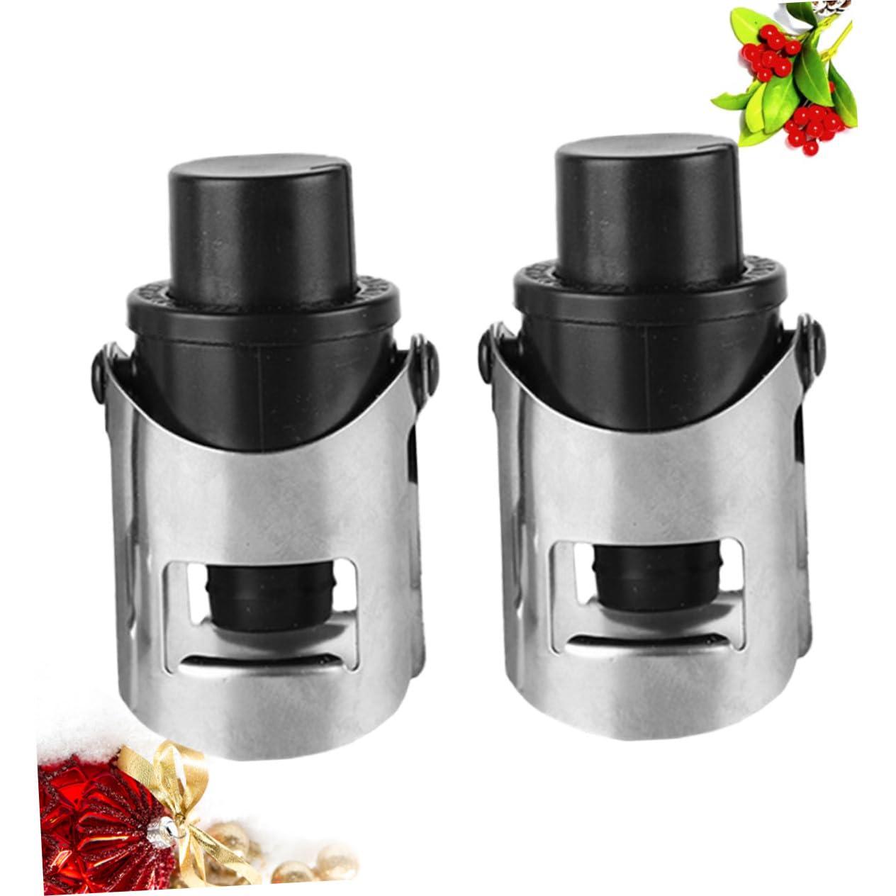 2pezzi Tappo per Bottiglia di Vino Sottovuoto in Abs e Silicone Nero, Conserva le Bollicine Fresche Chiusura Sicura, per Spumante e Vino