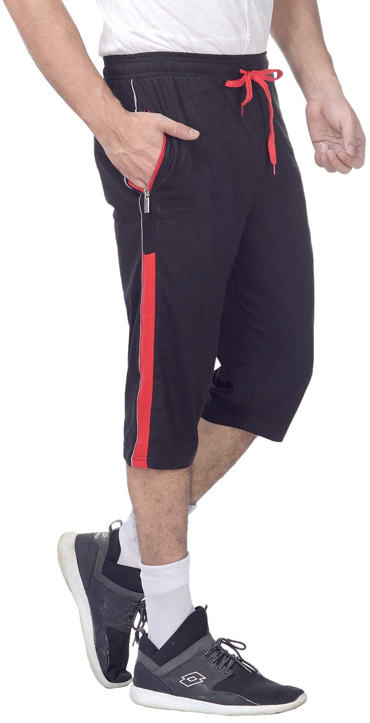 V D SalesHosiery Cotton Three Quarters/Three Fourths/Three by Fourth /3/4 / Capri for Men- Casual/Sports Wear with Zip Lock Pockets