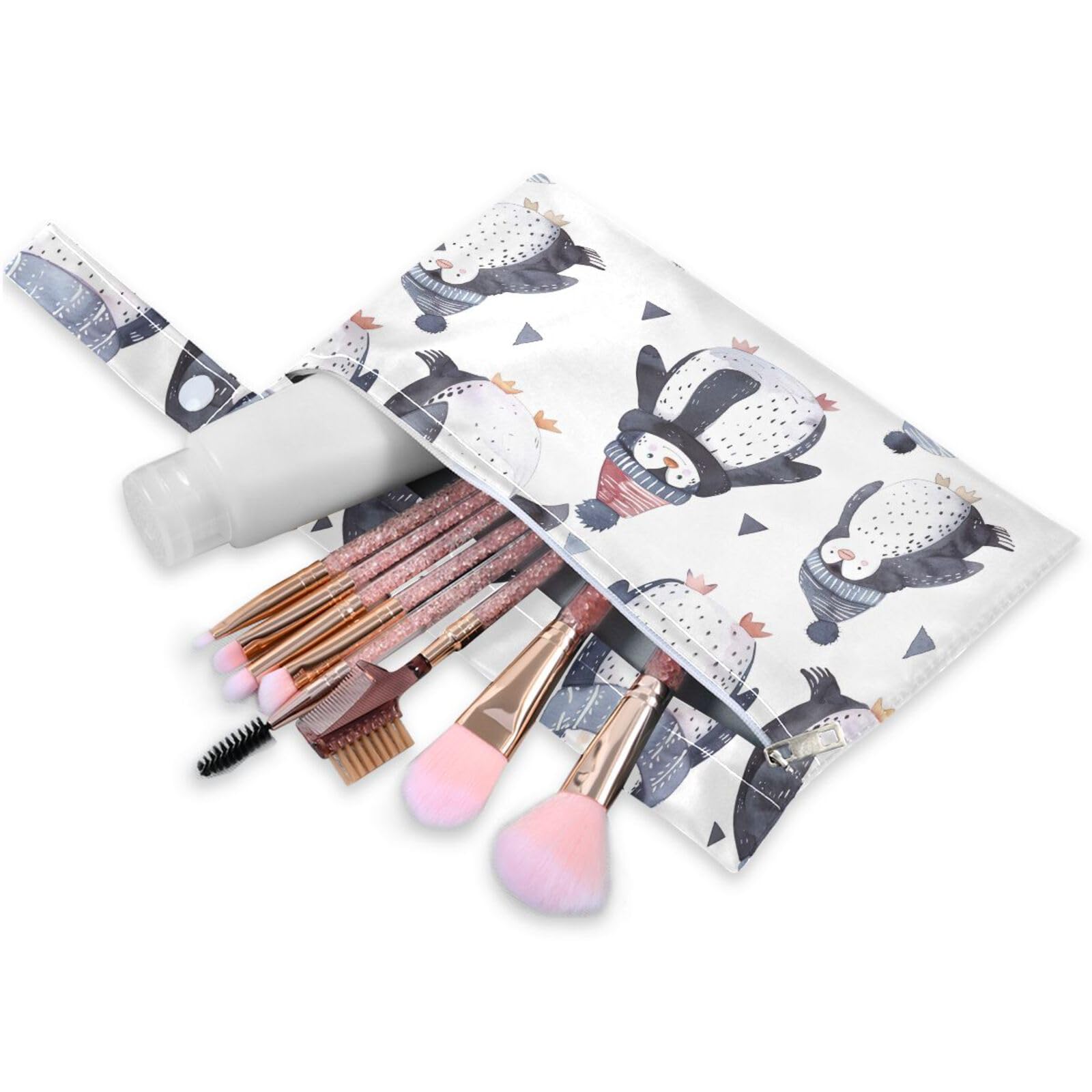 Coikll Wet Dry Bags for Cloth Diaper 2 Pack Waterproof Yoga Gym Bag for Swimsuit Wet Clothes Baby Items-?Penguin Wearing A Hat?