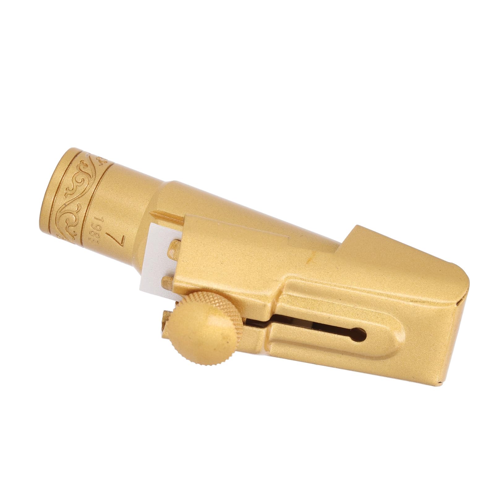 CHICIRIS Bocchino per Sassofono Soprano B Piatto, Bocchino per Sassofono in Ottone Placcato Oro Smerigliato Misura 7, Tono Focalizzato Brillante, Volume Forte per Principianti e Musicisti