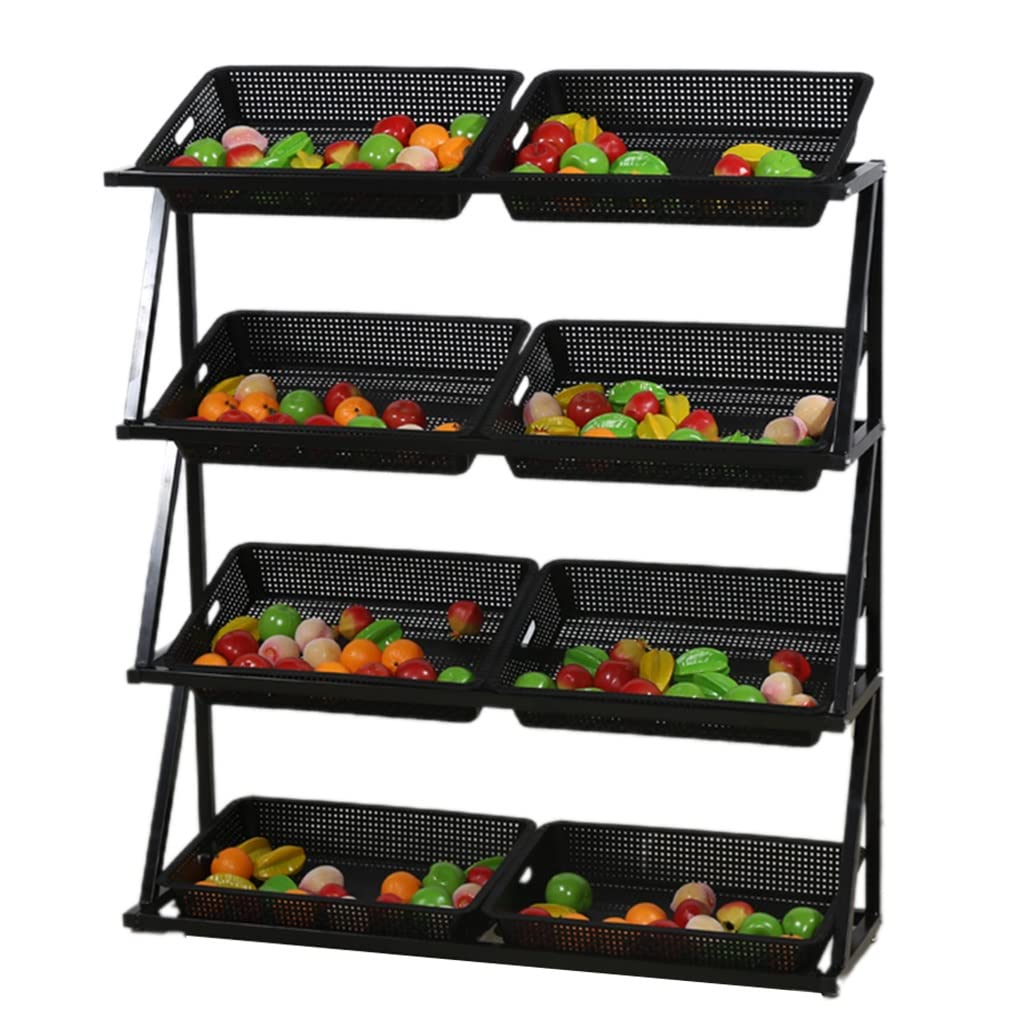 METTEOR Snack Storage Rack,4-5 tier Vegetable Rack Fruit Storage Cart with 8-10 Basket Metal Organizer Stand Rack for Bathroom Kitchen Pantry (A 125 * 35 * 130cm)
