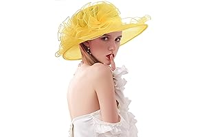 Women's Kentucky Derby Church Hat Wide Brim Leaf Flower Bridal Shower Hat C7 Yellow 2022