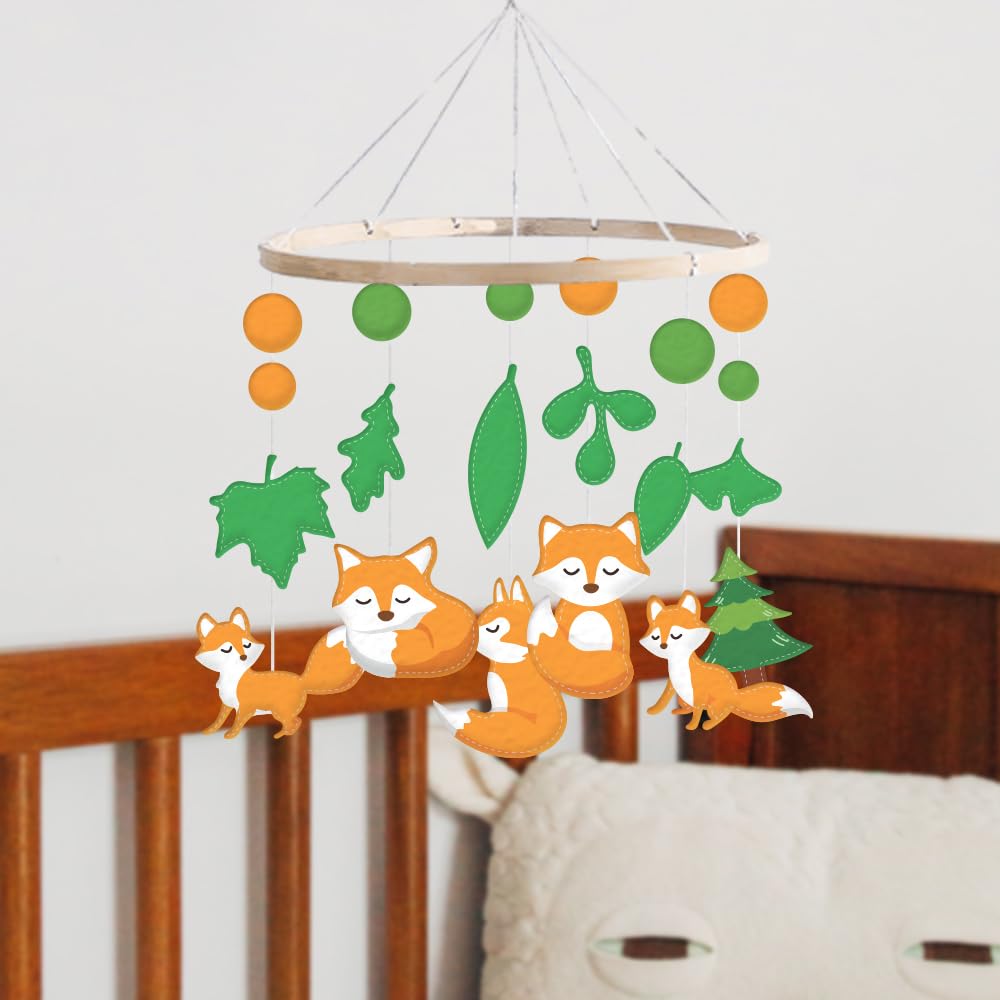 INFUNLY 20Pcs Animal Mobile Felt Bed Pendant Felt Cute Fox Pendant Mobiles Felt Fox Leaves Hanging Bed Felt Ornament Home Hanging Felt Decor for Bed Room