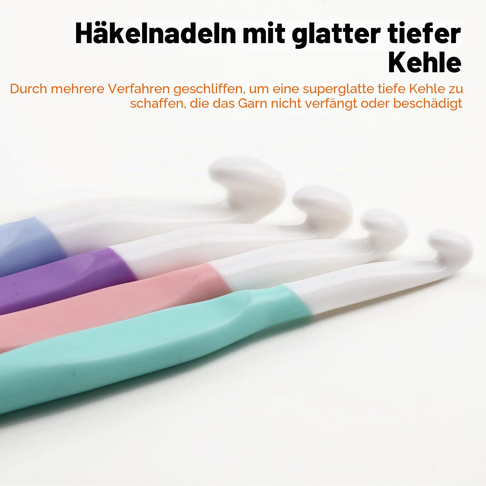 KOKNIT Häkelnadeln Set, ergonomischer Griff, Häkelnadel Set für arthritische Hände, bequeme, bunte Häkelnadeln, 8–15 mm, 4 Stück