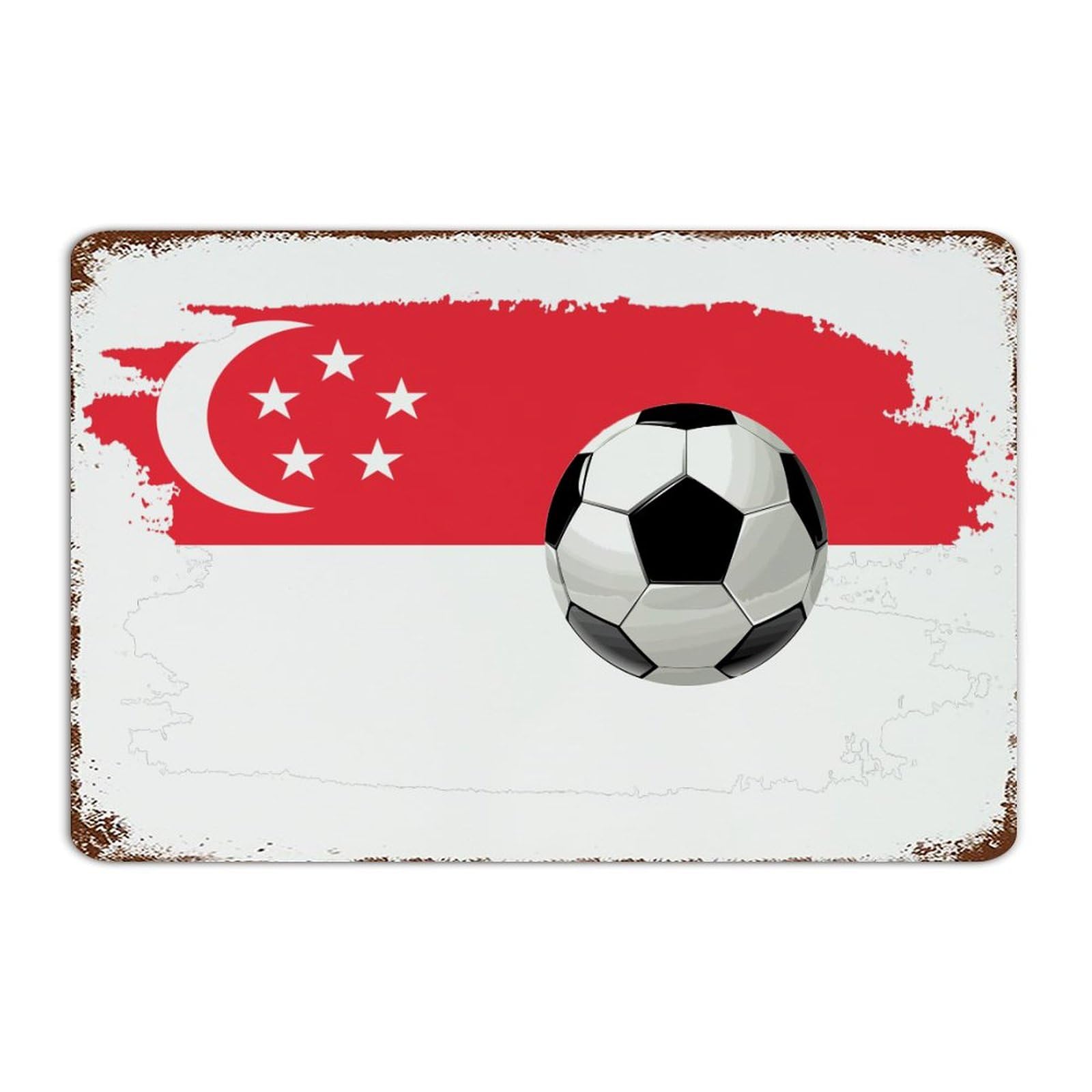 Plaque en métal football Singapour décorative 30x45 cm pour chambre