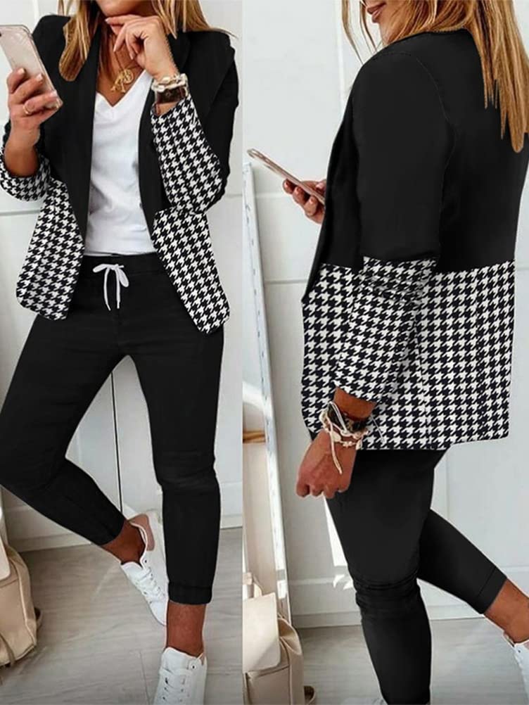 Onsoyours Tailleur 2 Pièces Femme Ensemble Blazer et Pantalon OL Couleur Unie Slim Fit Costume Bureau Revers et Pantalon Habillé Bureau Affaires