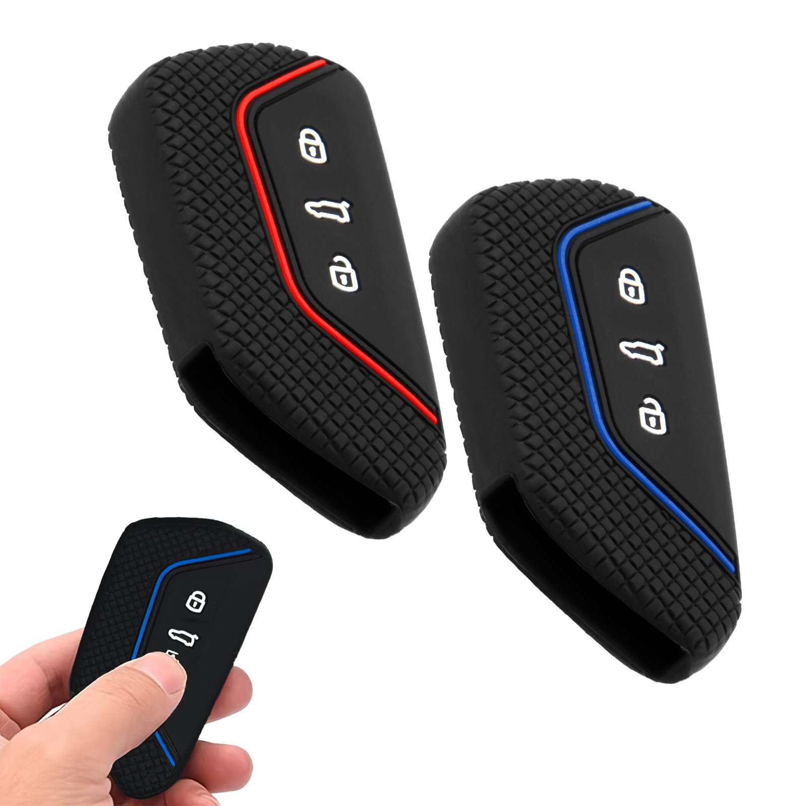 Autoschlüssel Hülle 2 Stück Kompatibel mit VW Golf 8, SEAT, Skoda, Cupra | Silikon Auto Schlüssel 3 Tasten Schlüsselhülle Autoschlüssel Schutz für Autoschlüssel Silikon Cover