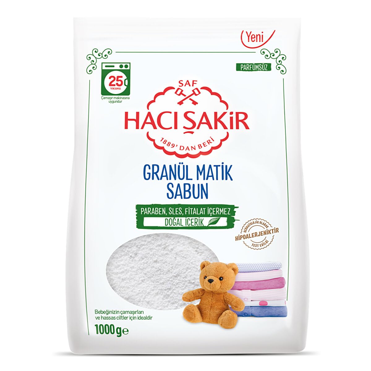 Hacı Şakir Granül Matik Sabun Otomatik Makineler İçin Sabun 25 Yıkama (1 x 1000 g)