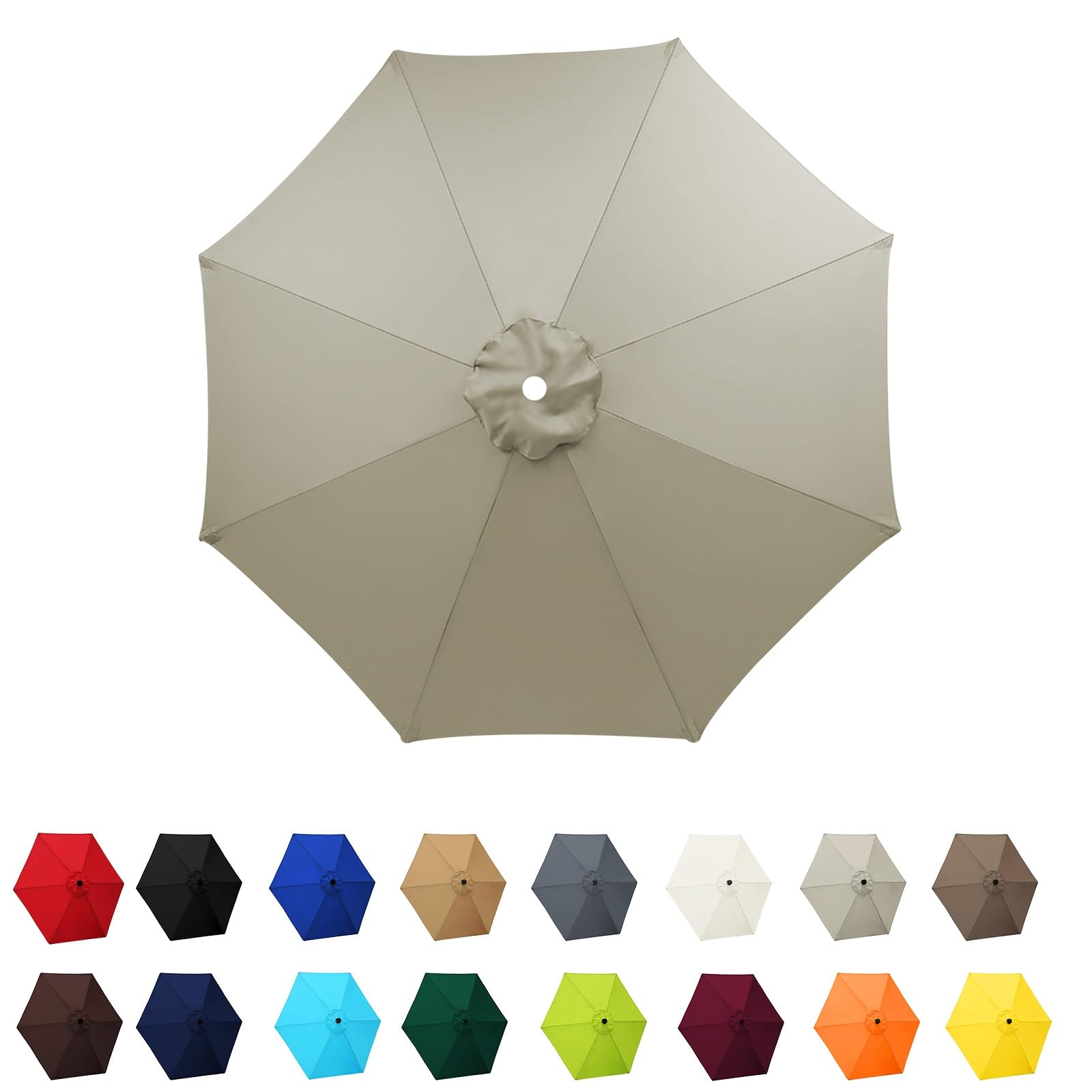 Garden Parasol Canopy Cover, 2m 2.30m 2.7m 3.0m Market Table Umbrella Canopy, patio umbrella replacement canopy,for Patio Market Table Umbrella Garden Parasol Canopy Cover(Top color,8ribs:2.30m/7.5ft)