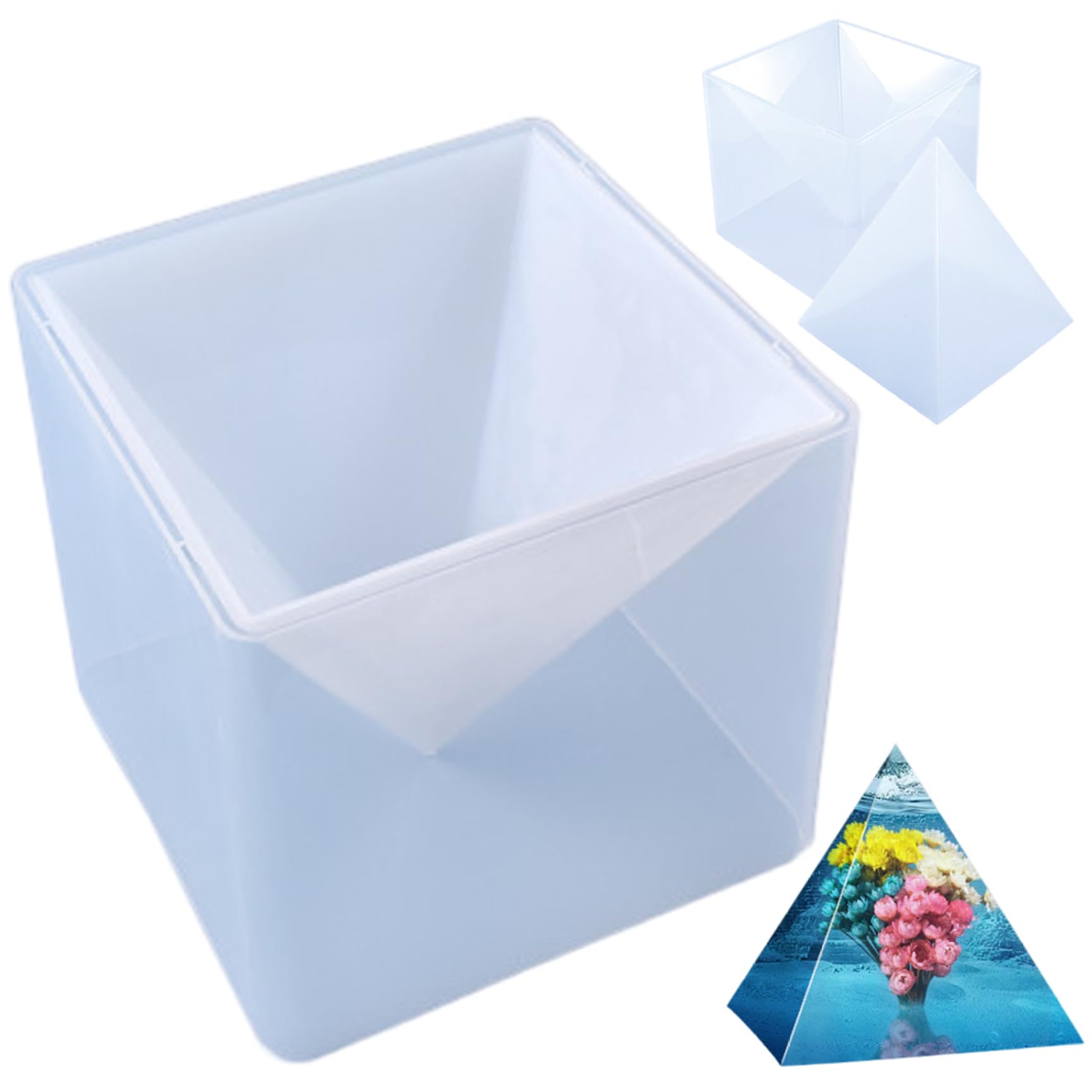 Lcarege Pyramid Molds for Resin, Super Large Pyramid Silicone Molds, DIY Epoxy Resin Craft Jewellery Silicone Mould for Plaster, Wax, Soaps