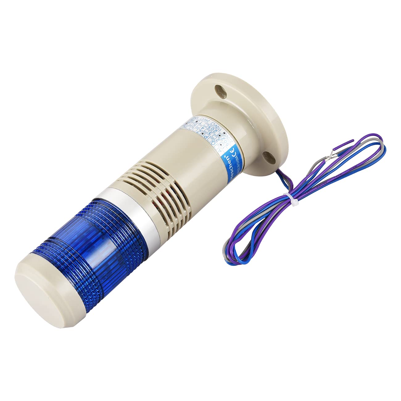 Heschen Lumière de colonne de tour de signal lumineux, 220VAC, Buzzer industriel, Lumière LED bleue, Avertissement d'alarme, Lumière continue