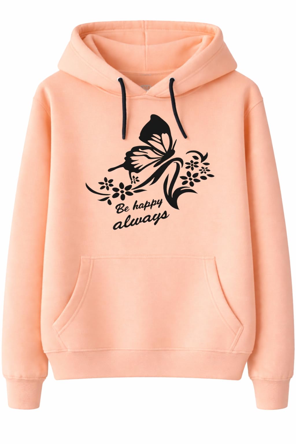 liula corporation Women's Pullover Hoodie with Butterfly Floral Print, Peach, Fleece Sweatshirt with Kangaroo Pocket, Long Sleeve-picture-56