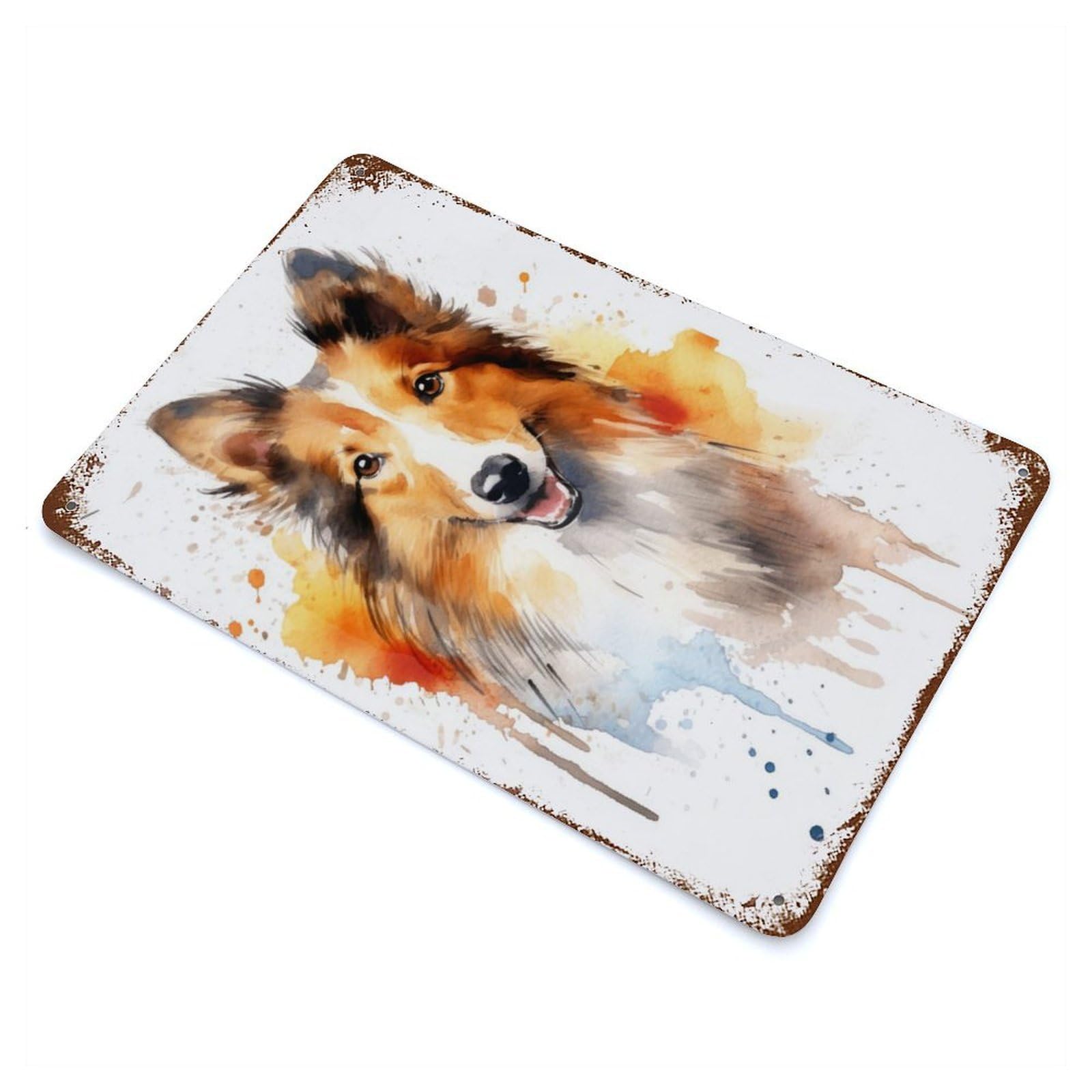 Shetland Sheepdog Portrait Vintage Rust Metal Sign 11.8"x7.9", Classic Wall Plaque for Basement, Hobby Room And Garage Decor