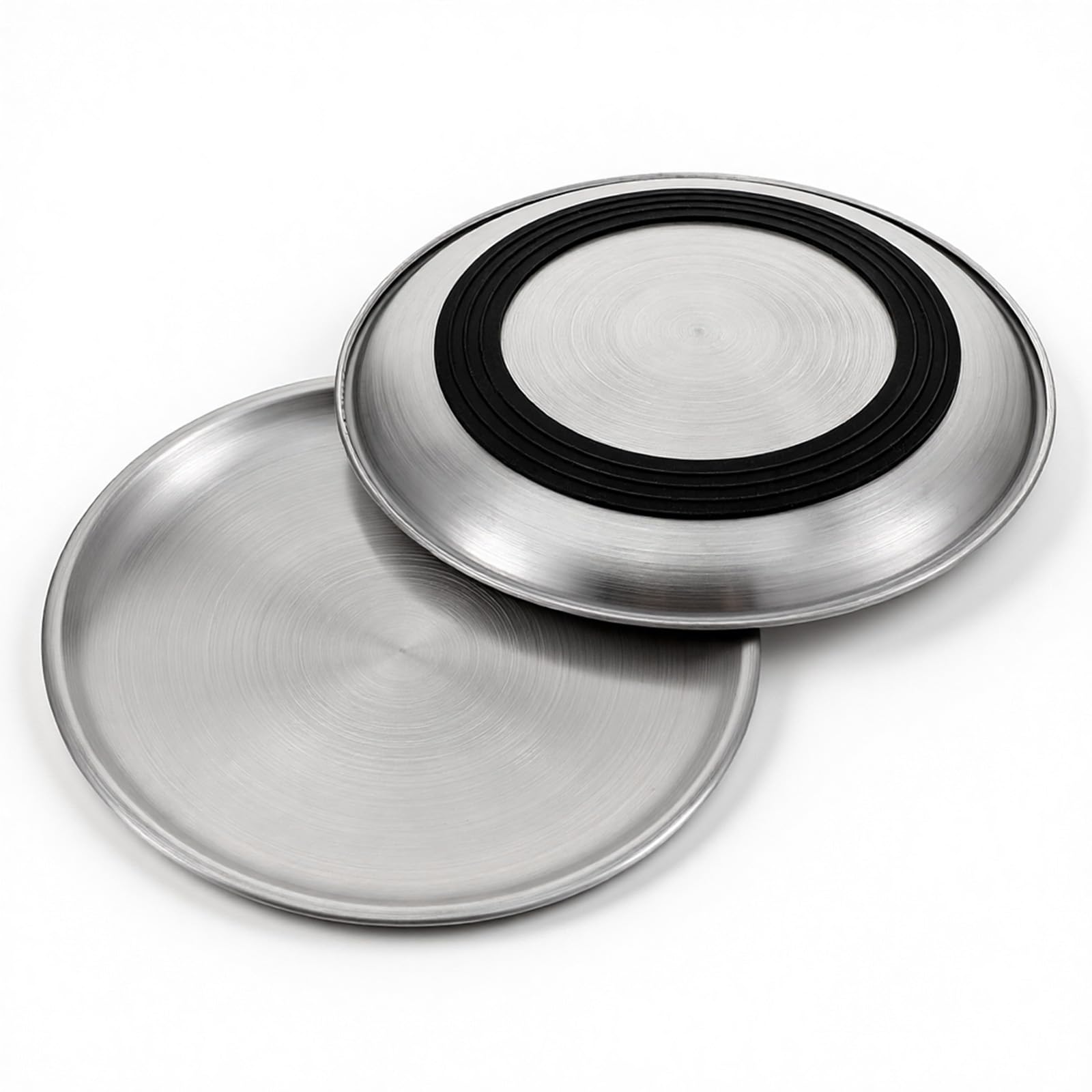 Stainless Steel Cat Bowls, Dog Plates For Food, Flat Metal Shallow Wide Whisker Friendly Shallow Cat Feeding Bowls Dishes with Non-Slip Base for Indoor Cats and Small Dogs, Kitten Food Bowl Set