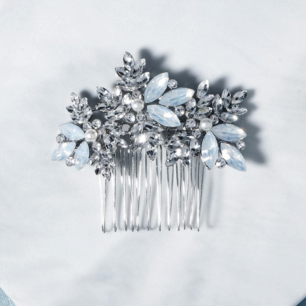 Haarschmuck für die Braut, Vintage-Stil, Legierungseinsatz, Silber, böhmischer, mit Diamanten besetzter Haarkamm, Haarschmuck für Frauen und Mädchen