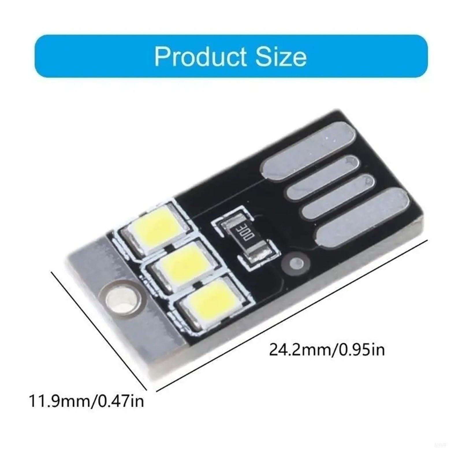 5Pcs 896F 0.2W USB LED Lampadina Book Light Pocket Card Portachiavi Night Lamp (nero)