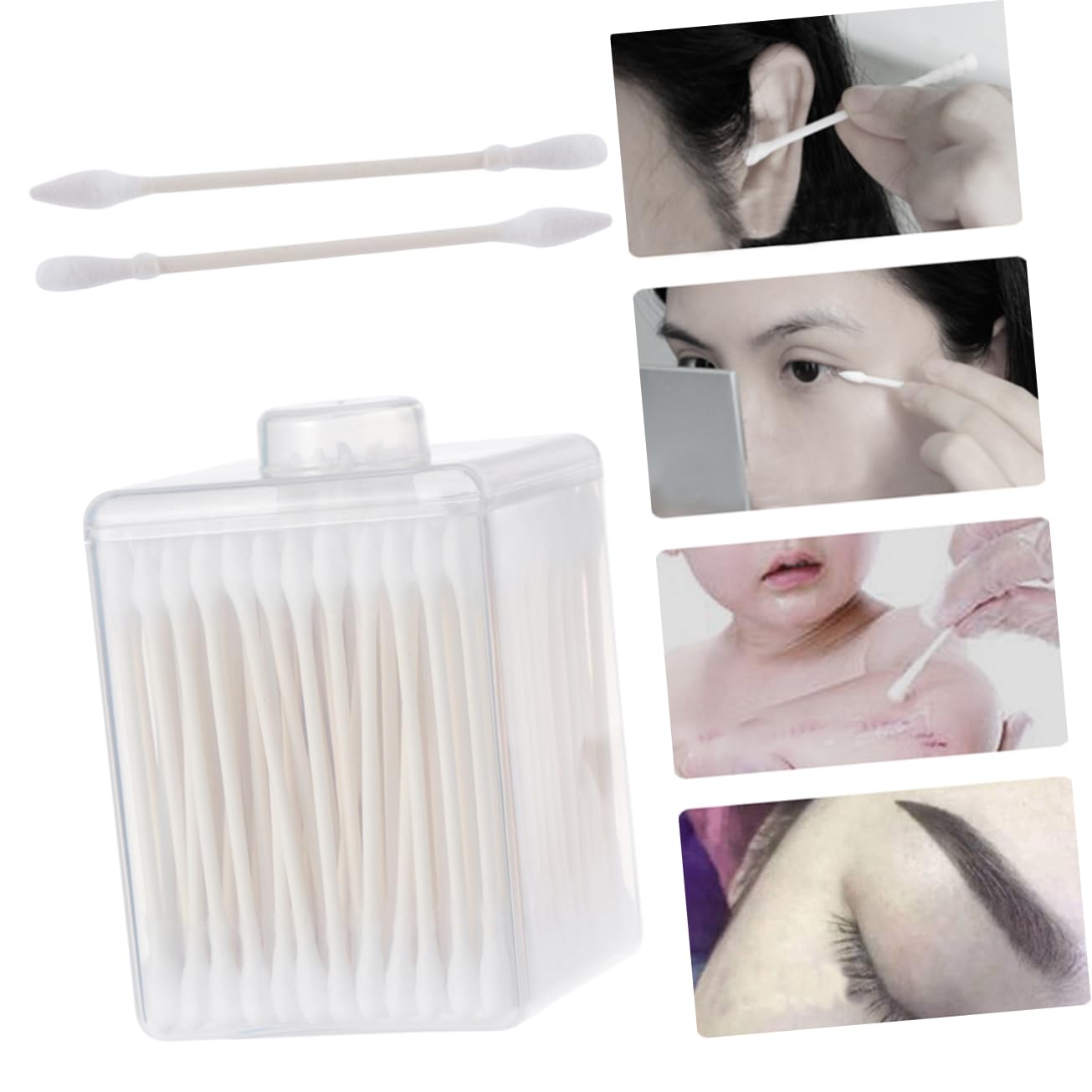 Beatifufu 200pcs Dust- Cotton Swabs Double Head Makeup Precision Rounds Natural Cotton Multifunction Makeup Tool