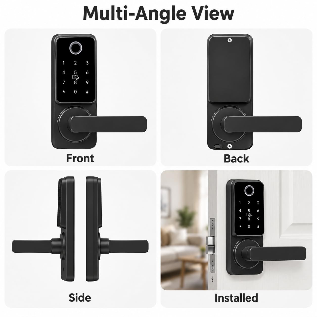 Cerradura de puerta con huella digital, manija sin llave con control