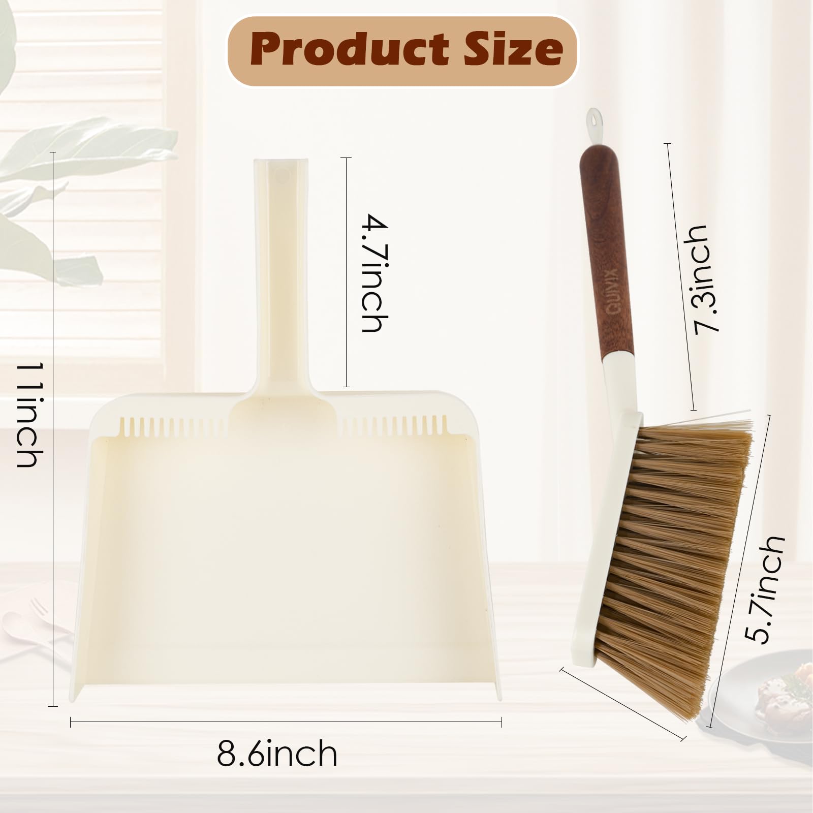 Juego de escoba de mano y recogedor, juego de recogedor pequeño portátil y cepillo con mango de madera de sapele, diseño de dientes, escoba compacta para colgar con recogedor para limpiar