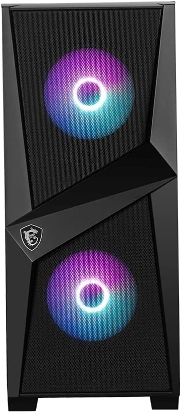 Up To 50% OFF MSI MAG Forge 100R Mid Tower Gaming Computer Case 'Black, 2X 120 mm ARGB PWM Fan, 1x 120 mm Fan, 1-6 ARGB Hub, Mystic Light Sync, Tempered Glass Panel, ATX, mATX, Mini-ITX'