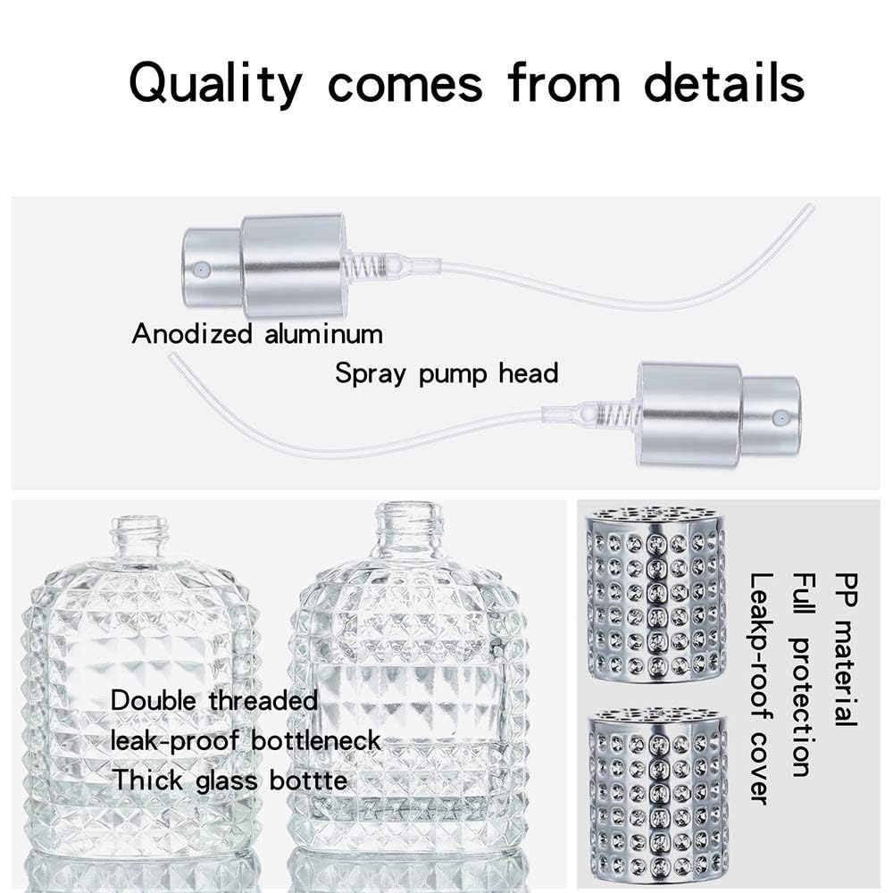 Butelka na perfumy 30 ml, 50 ml, z przezroczystego szkła, rozpylacz do rozpylania, butelka z rozpylaczem Empty (109-srebrna, 50 ml x 3)