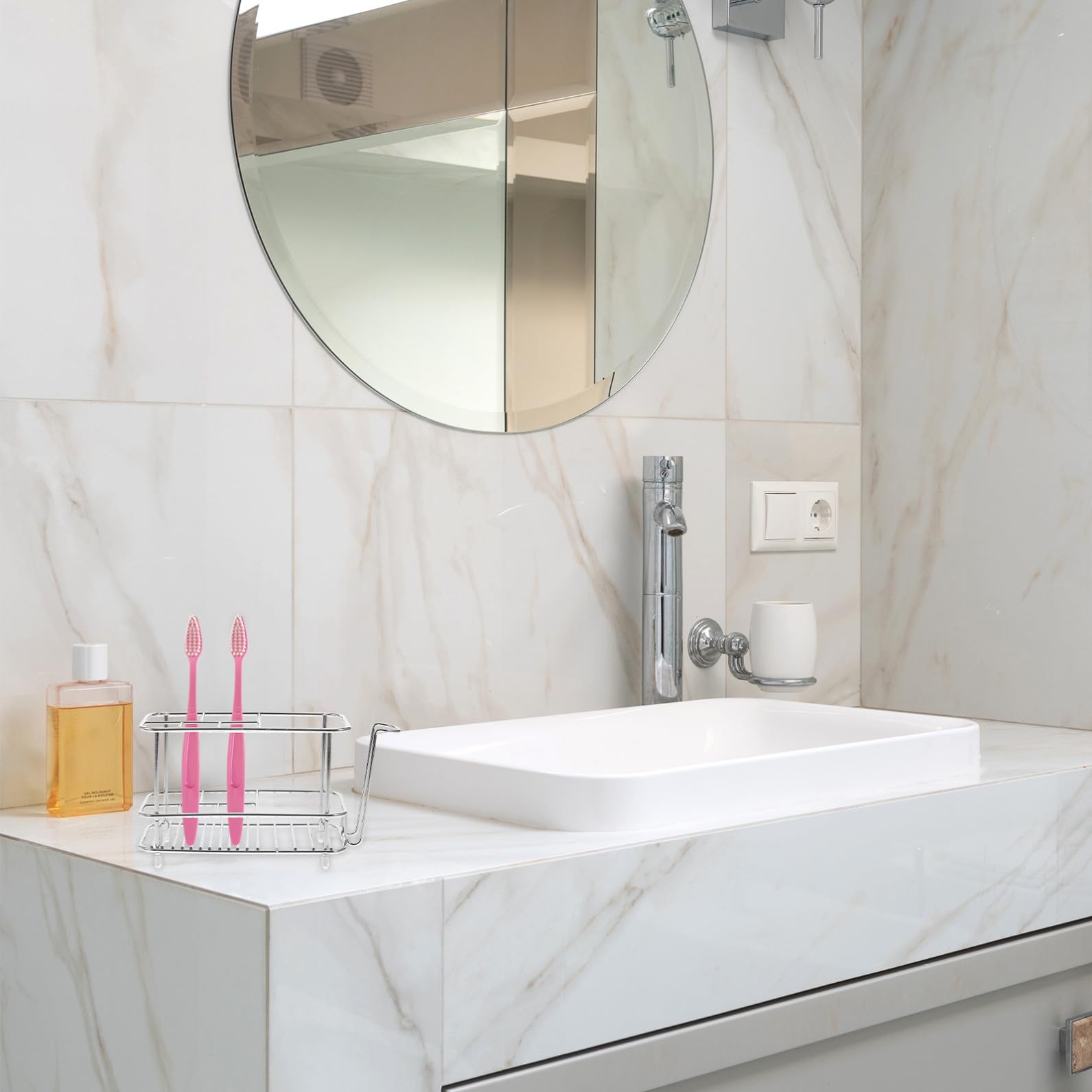 ULTECHNOVO 3 Soportes para Cepillos De Dientes De Baño De Acero Inoxidable 304 Soporte para Pasta De Dientes Organizador De Accesorios De Baño Plateado para Baño Cocina Grande