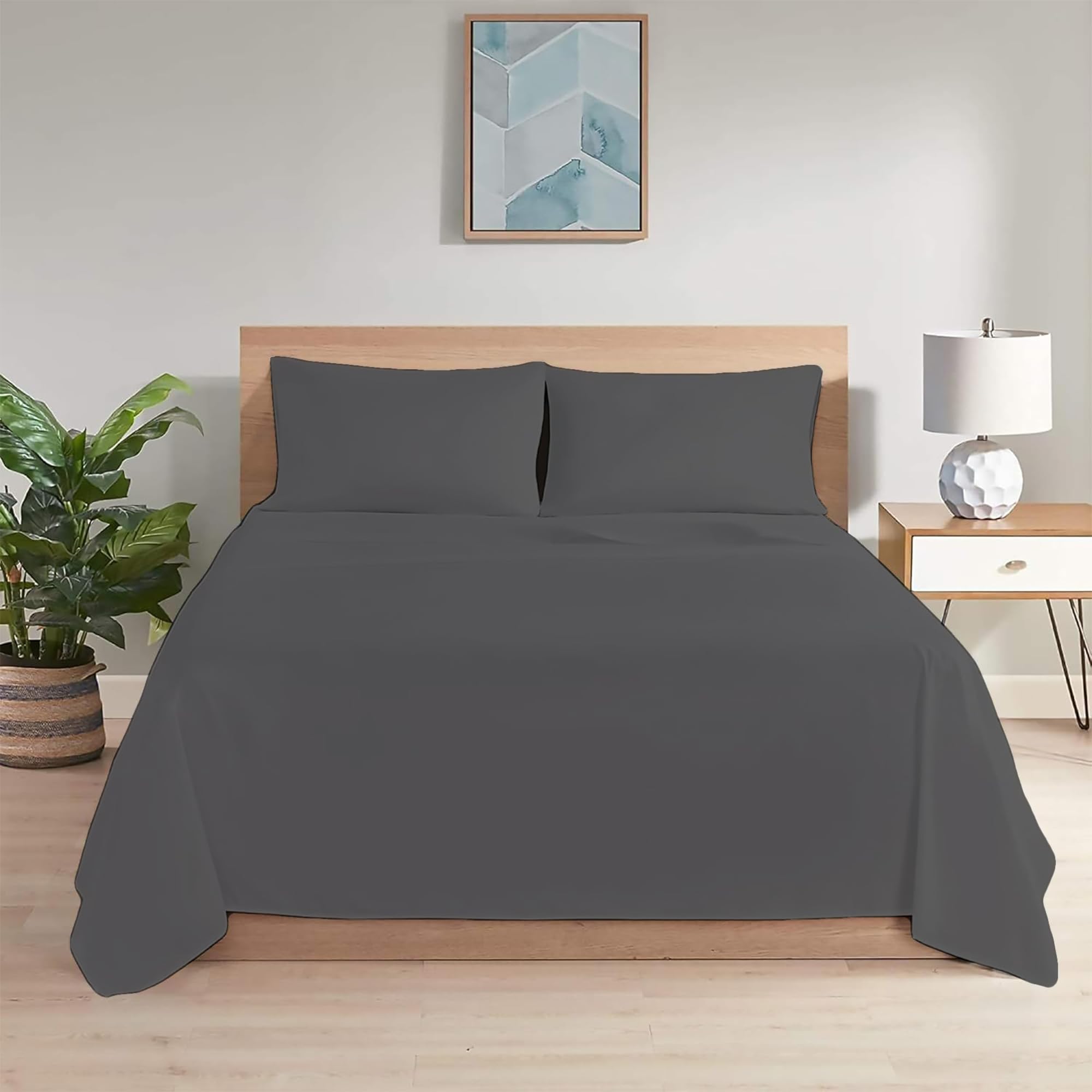 Ray Bedding 100% Egyptian Cotton Flat Sheet - King Size, 400 Thread Count, Soft, Breathable, Machine Washable Luxury Flat Sheets