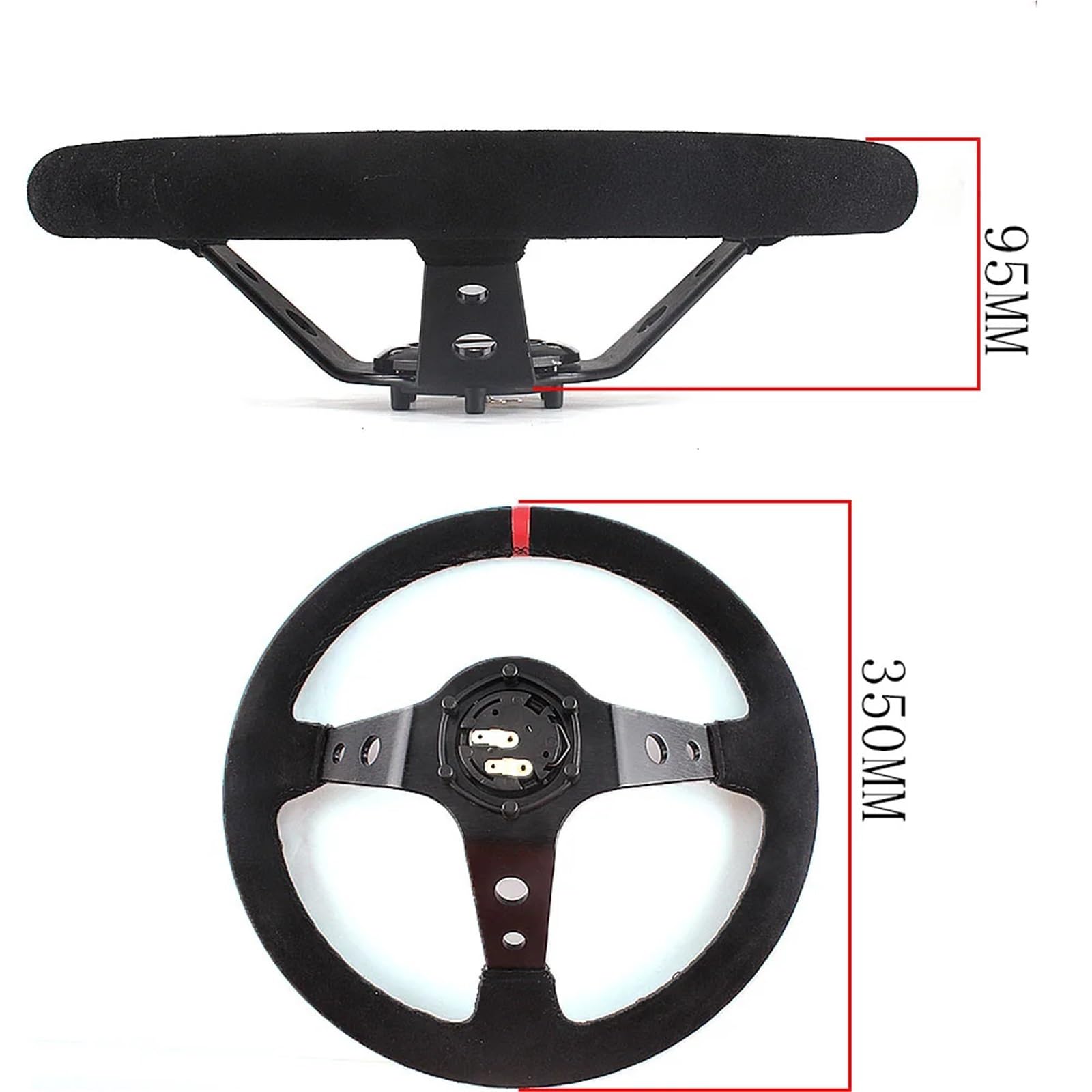 Volante da corsa Volanti universali da corsa for auto in pelle scamosciata 14 pollici 350 mm Volante sportivo alla deriva for mais profondo per corsa rallye(Blue)