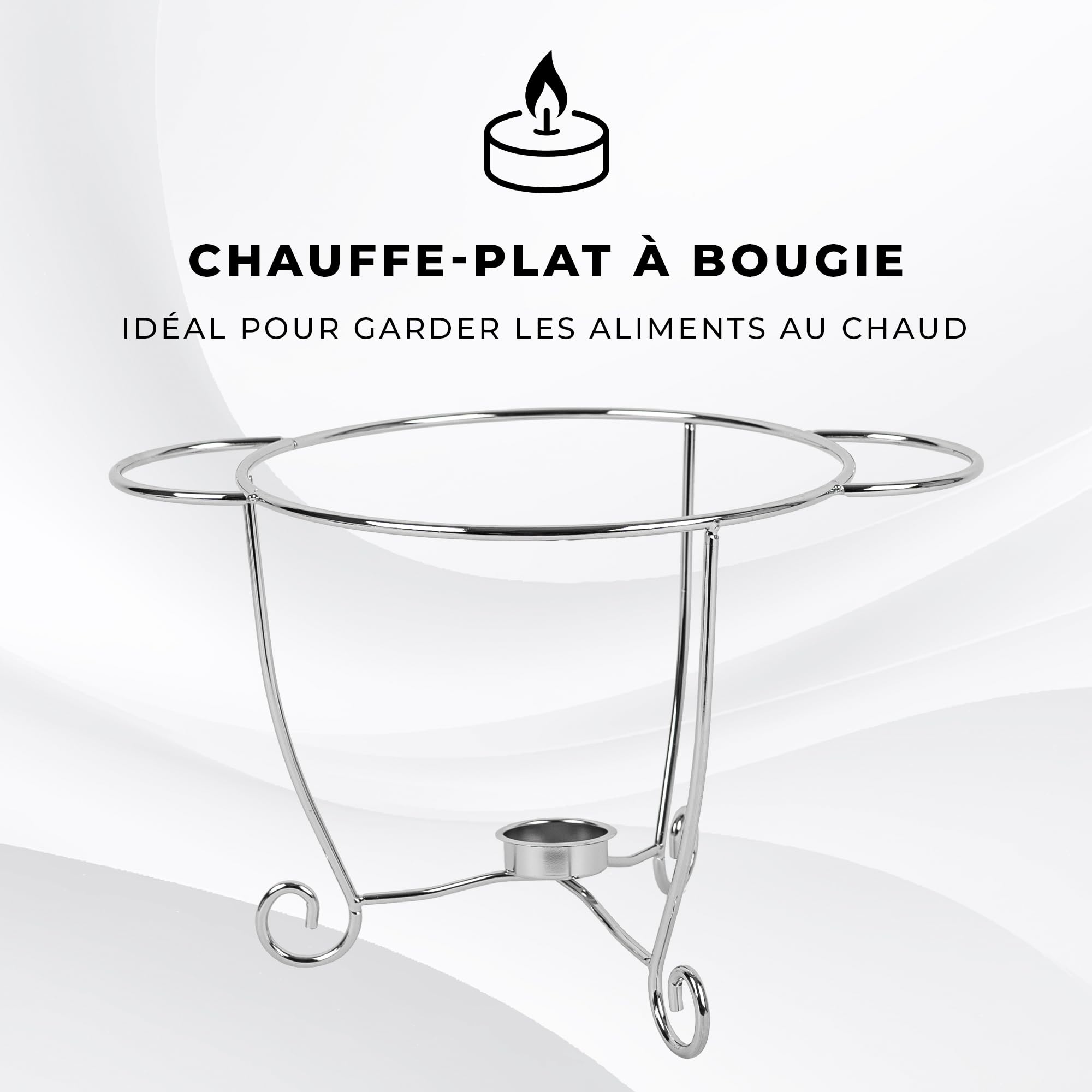 KARL HAUSMANN Chauffe Plat Buffet Ovale 3.9 L - Plat Chauffant avec Insert Verre, Bougie Chauffe-Plat - Couvercle avec Poignée, Structure Acier Inoxydable - Argenté Chafing Dish Maintien au Chaud