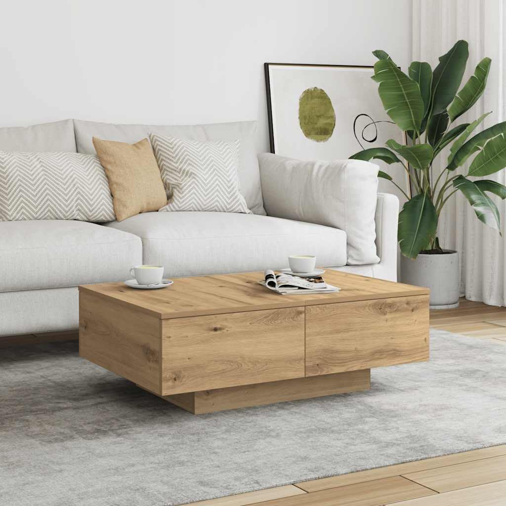 SXZenSpace Coffee Table Artisan Oak 90x60x31 cm Engineered Wood, Sturdy Small with Ample Storage, Modern Living Room Furniture for Lounge, Den, Conservatory