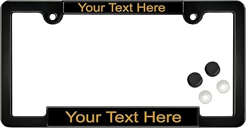 Elegance - Marco para placa de automóvil y automóvil con tapa delgada y 2 agujeros, grabado con láser, tamaño estándar (6 x 12 pulgadas) con diseño