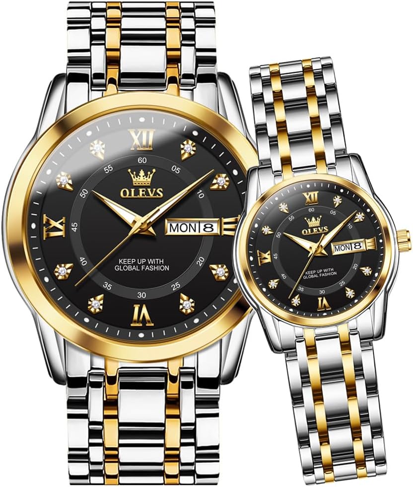 OLEVS Couple Watch Valentines Couple Matching Watches His and Her Couple Set Wrist Watch Men and Women Lovers Wedding Romantic Gifts Set of 2