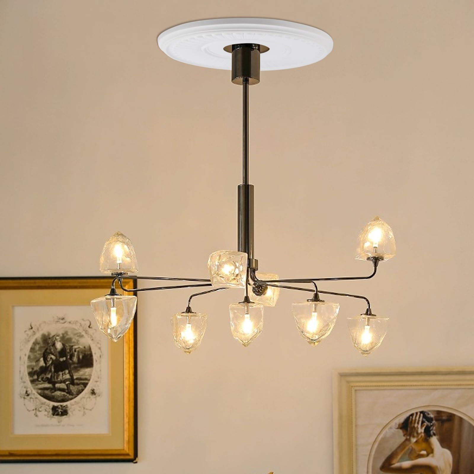 MY MIRONEY White PU Ceiling Medallion, 13 1/5" OD x 3 3/7" ID — Amazon image 5