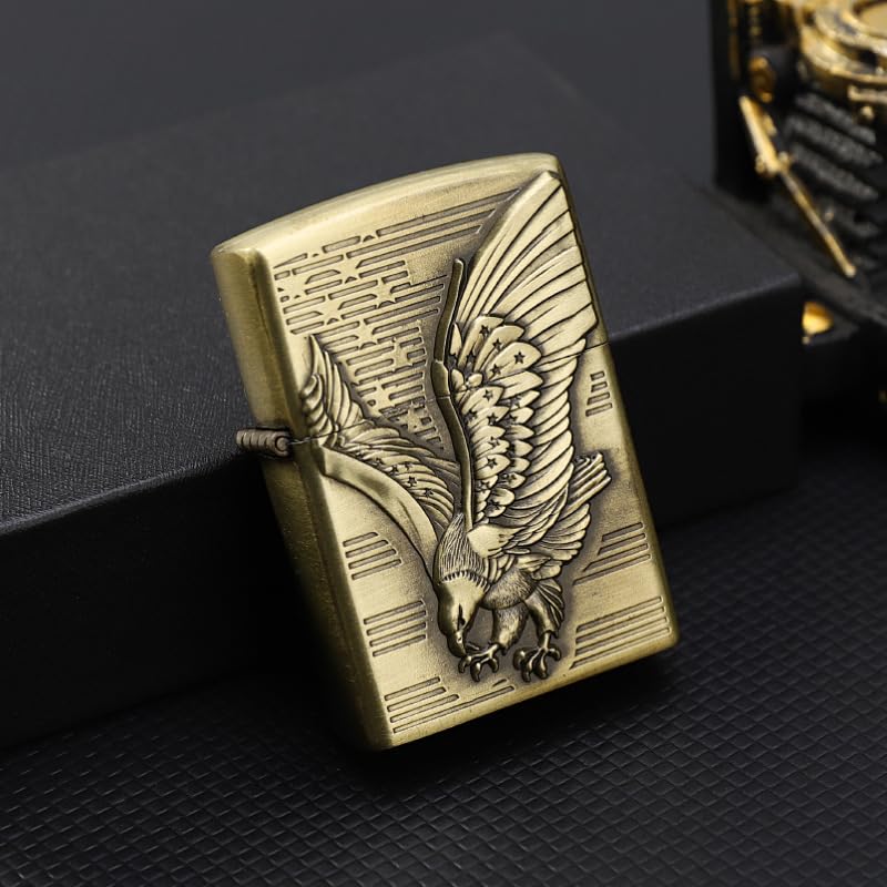 D.A.D Kerosene Trench Lighter - Windproof, Engraved Metal Vintage Lighter (Eagle)