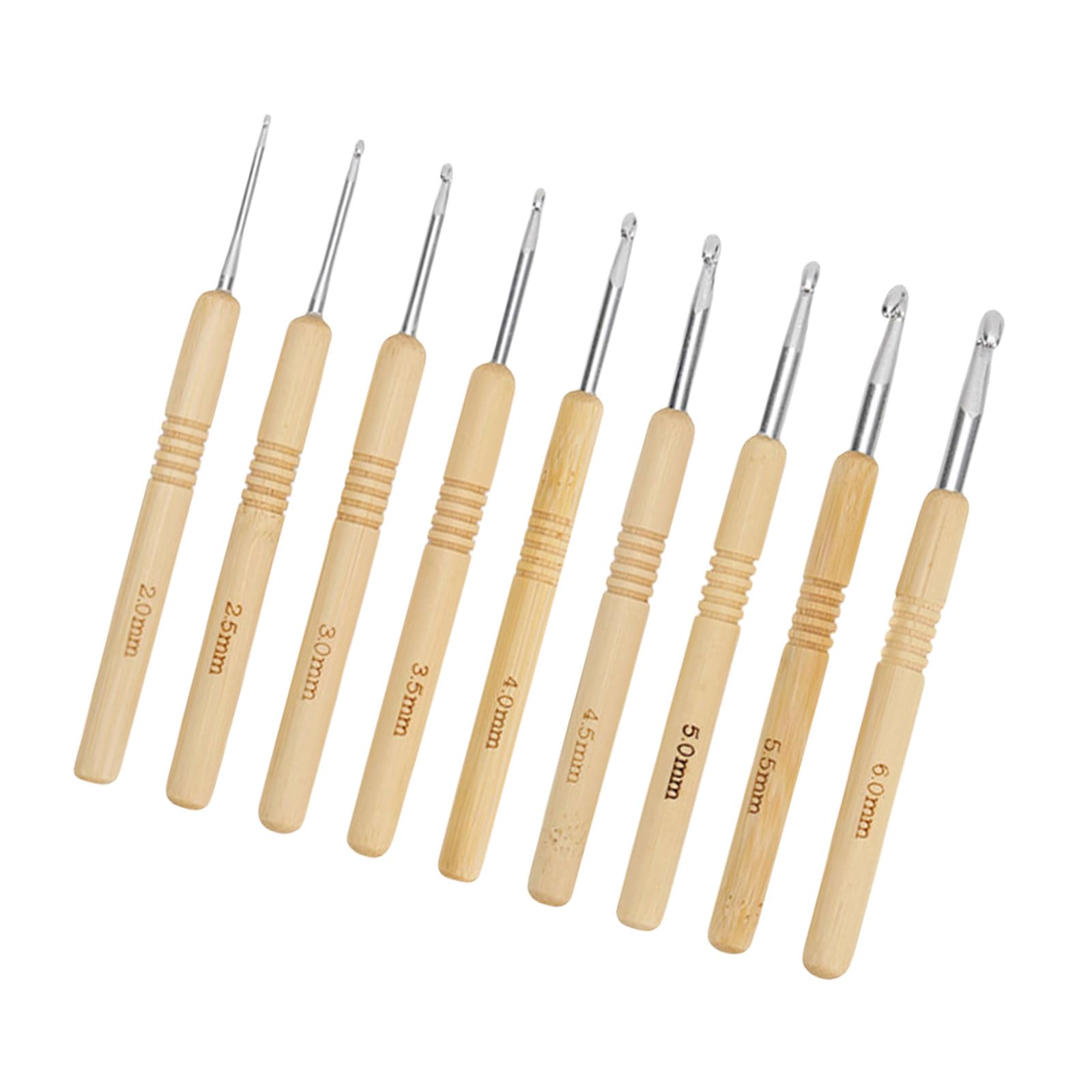 Tsophreniq 9Pcs Crochet Hook, Metal Needle for Crocheting Yarns, Ergonomic Handle Hook Set, Set Colorful