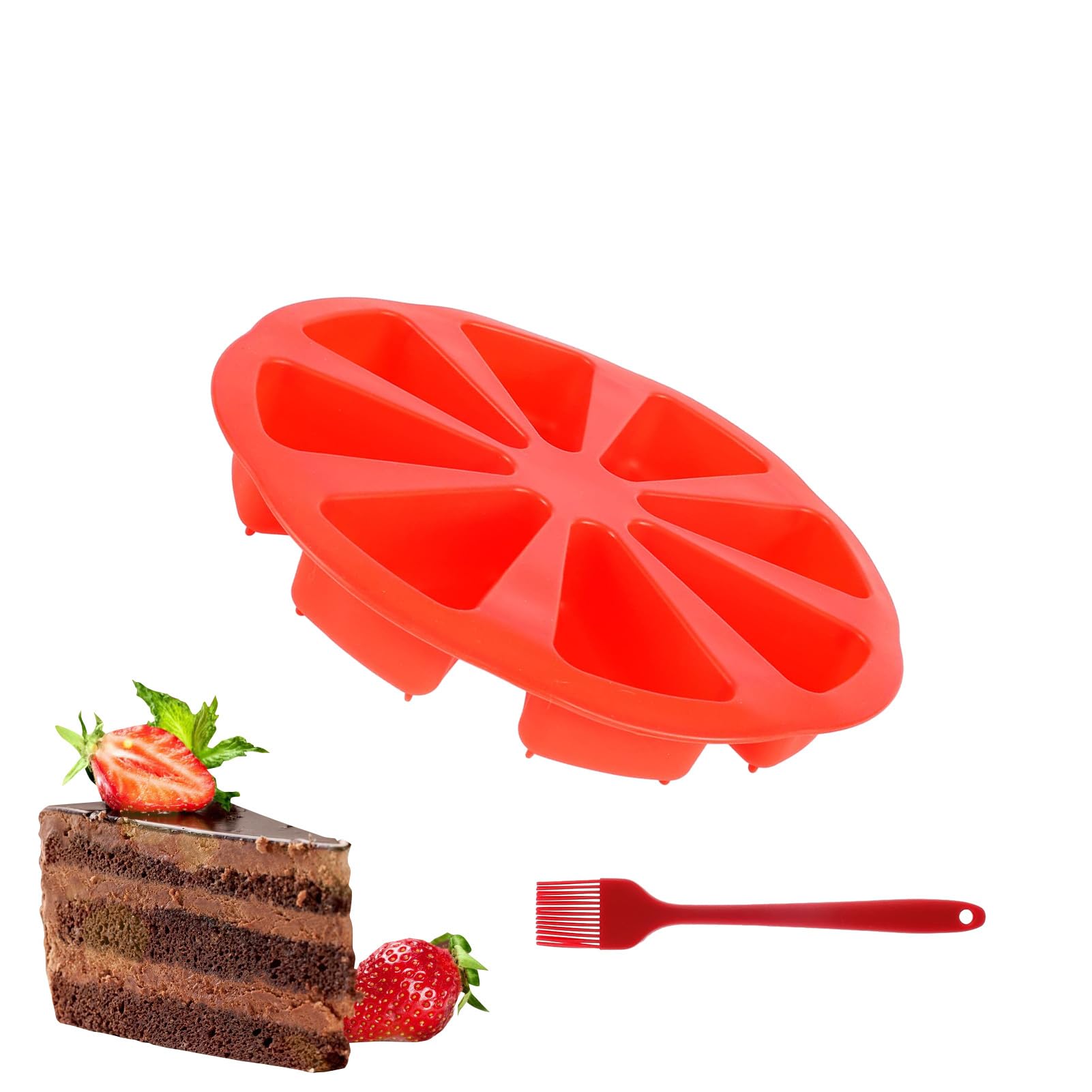 Tedious Silicone Moulds for Baking | Triangle Pizza Cake Mould | Non-Stick Silicone Bakeware Cake Pan with Brush | Silicone Triangle Moulds Baking Accessories for Kitchen Gadgets (8 Cavity)