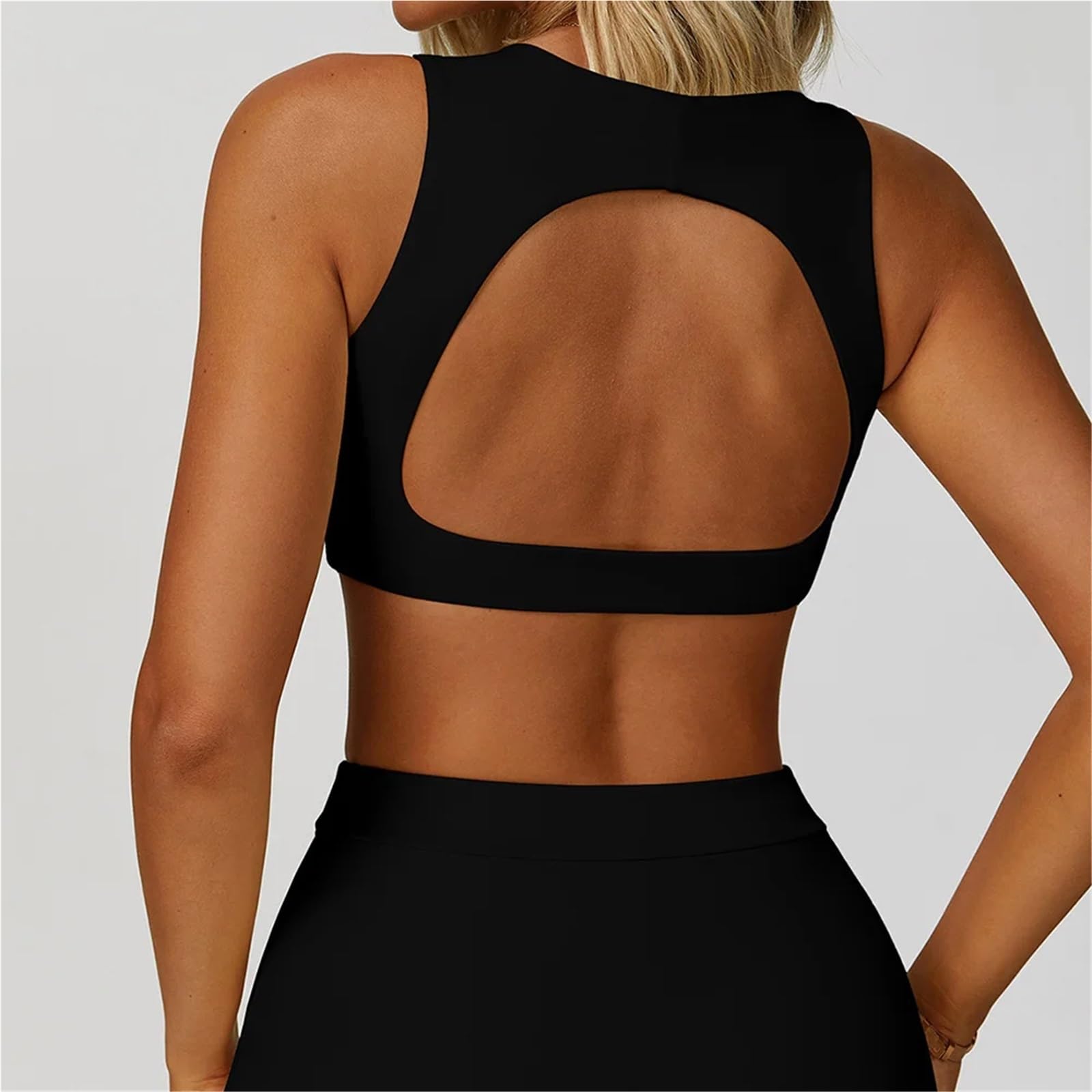 Sujetador Deportivo Mujer Top de Yoga sin Espalda for Fitness, Carrera, Nailon, Ropa Interior Transpirable
