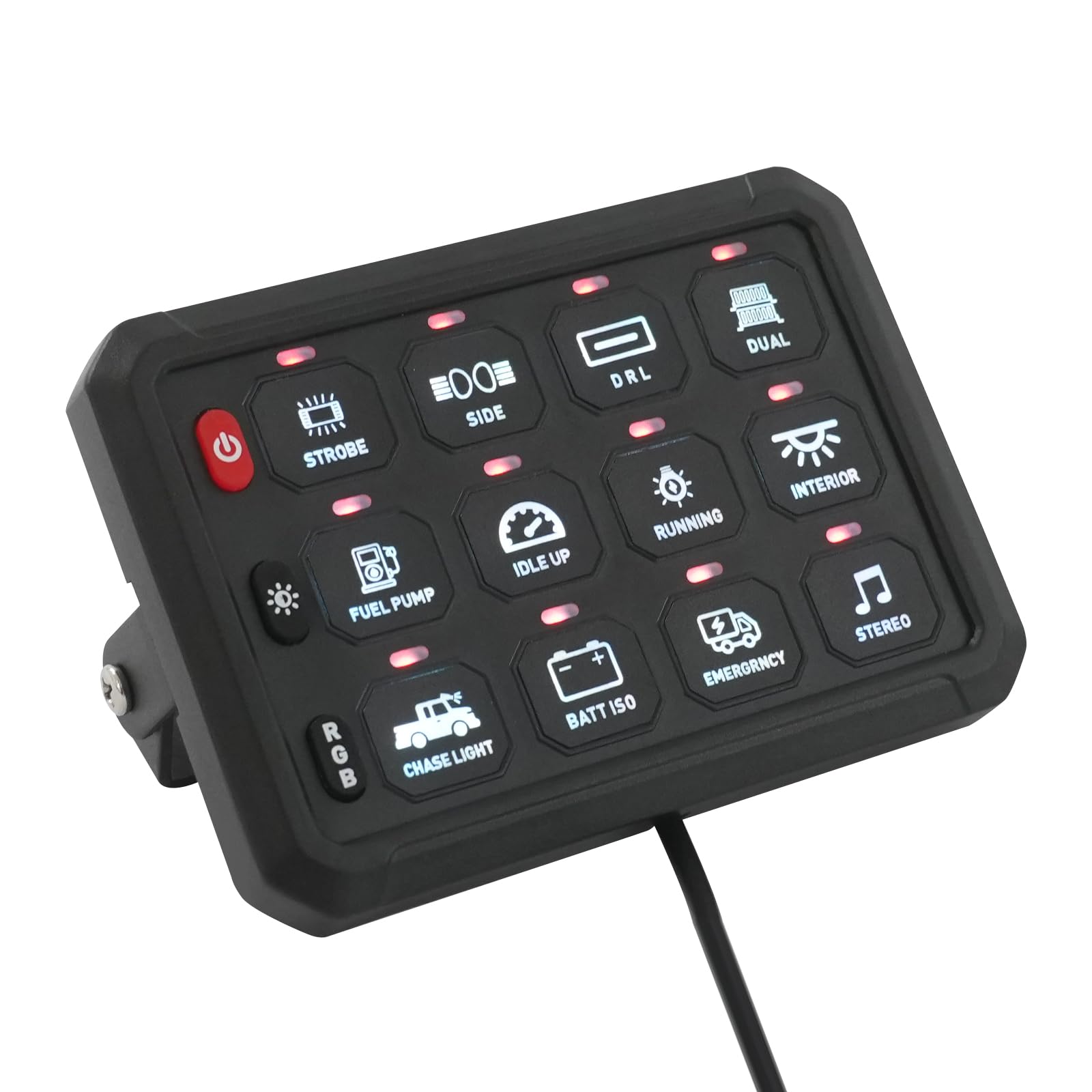Marine Schalter Panel 12 Gang Schalttafel 12V/960W, 24V/1920W Wasserdicht IP65 für Autos, LKWs, Wohnmobil, Boote, Yachten