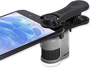 Carson MM-380 MicroMini 20x LED Lighted Pocket Microscope with Built-in LED/UV Flashlight and Universal Smartphone Digiscoping Adapter Clip, Black
