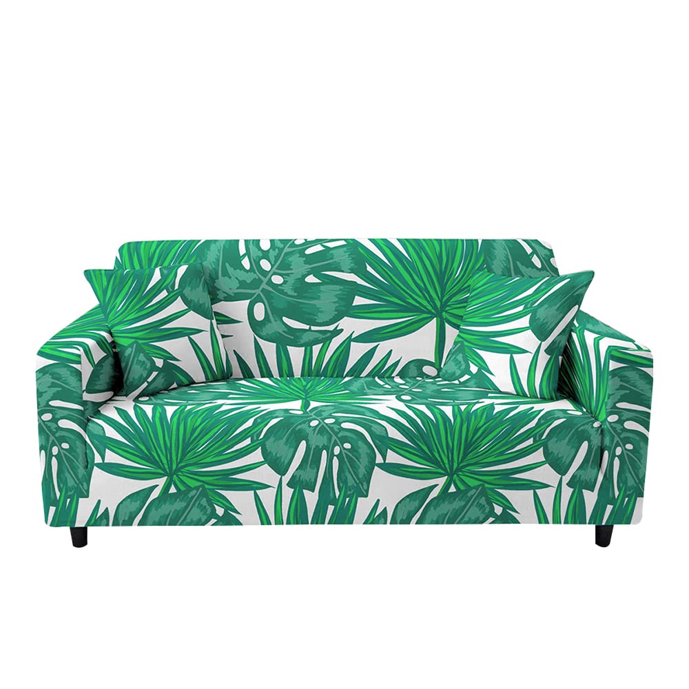 Highdi Palm Leaves Leaves Print Sofa Cover 1/2/3/4 Seater, Sofa Slipcover Stretch Washable Furniture Protector Non Slip Sofa Covers For Loveseat Couch Sofa (2 Seater,)