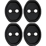 Car Door Latch Cover – 4PCS Universal Silicone Door Lock Protector, Noise Reduction, Shock Absorption, Dust & Rust, Self-Adhesive Door Lock Latch Protector Car Accessories for Most Vehicles (Black)