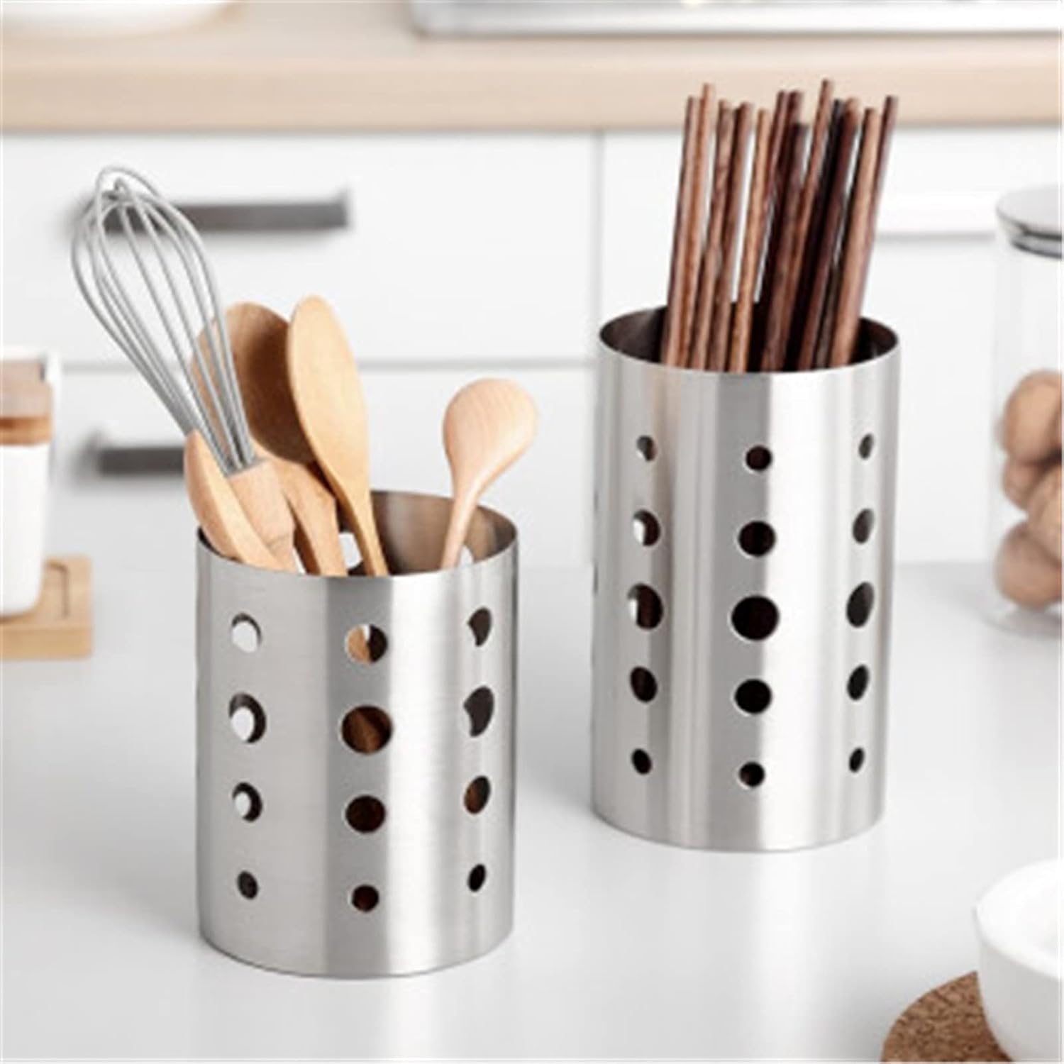 Chopsticks Storage Rack Chopstick Holder Stainless Steel Kitchen Thickened Chopstick Cage Chopstick Holder Drain Rack Tableware Storage Rack (Color : Silver Size : 16.8x10cm) (Silver 16.8x10cm)