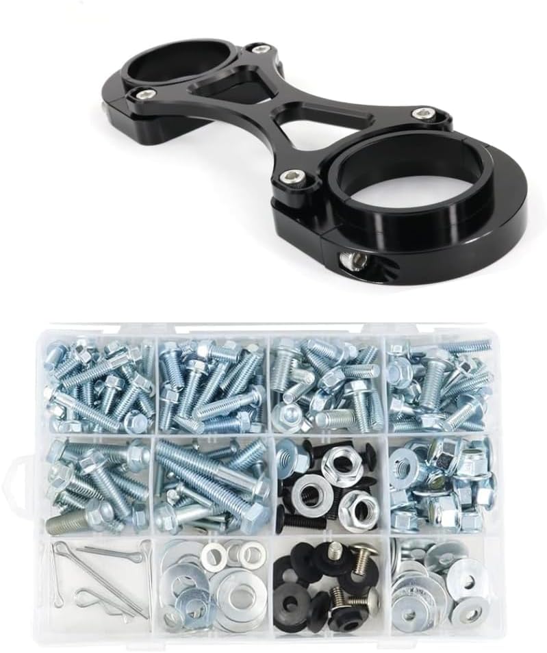 Xitomer Motorcycle Fork Brace + 237 PCS Plastics Engine Exhaust Bolts Kit, Fit for DRZ400 2000-2003 / DRZ400S 2001-2021 / DRZ400E 2001-2021