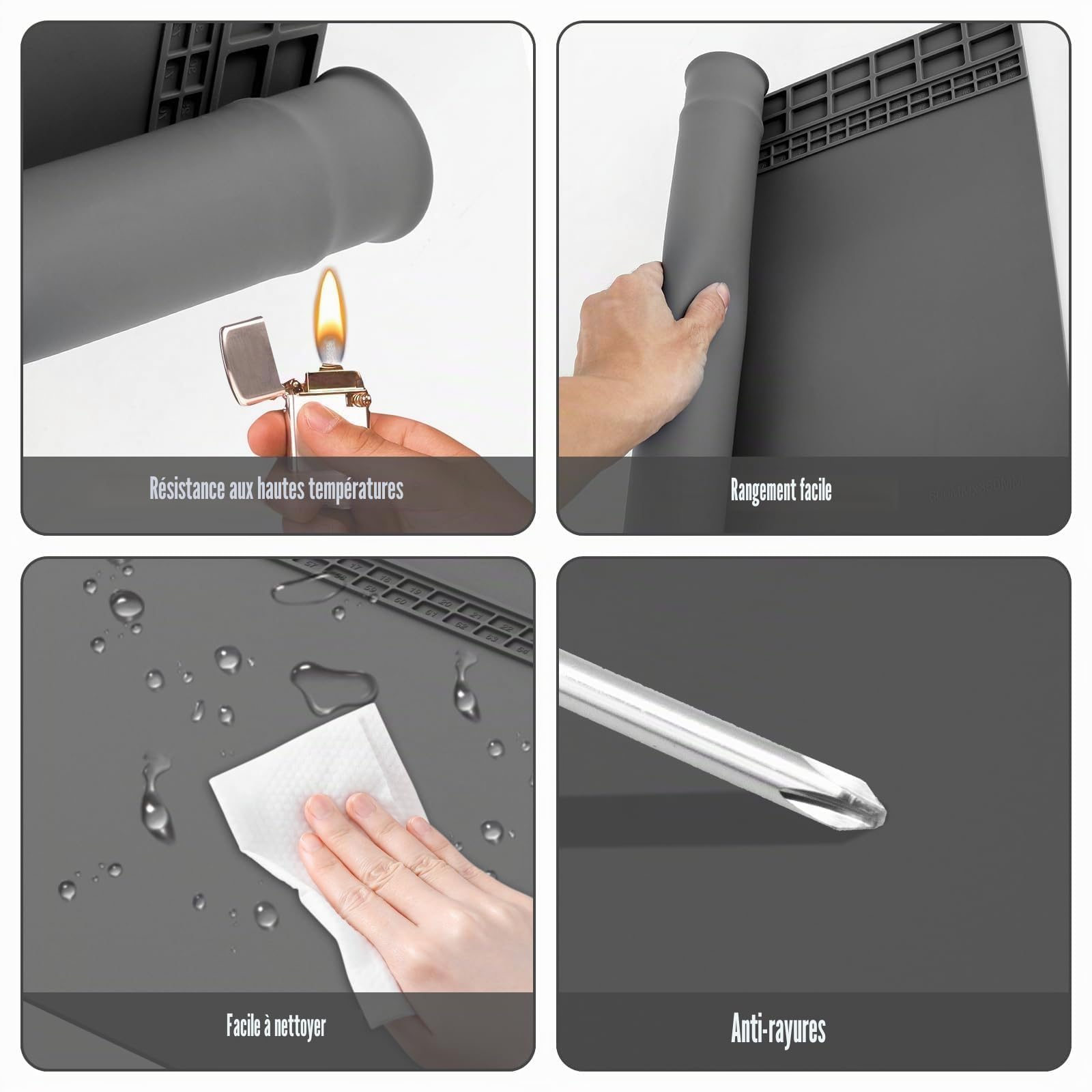 Tapis de soudage antistatique extra grand 60 x 35 cm en silicone robuste résistant à la chaleur idéal pour une large gamme de réparations électroniques