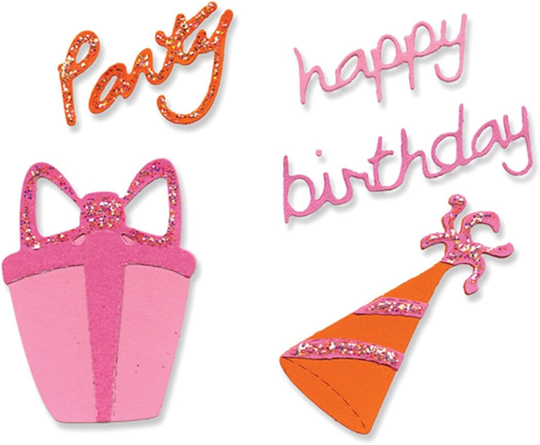 Sizzix 654472 Sizzlits Die Set 4-Pack, Birthday Set #2 by Emily Humble