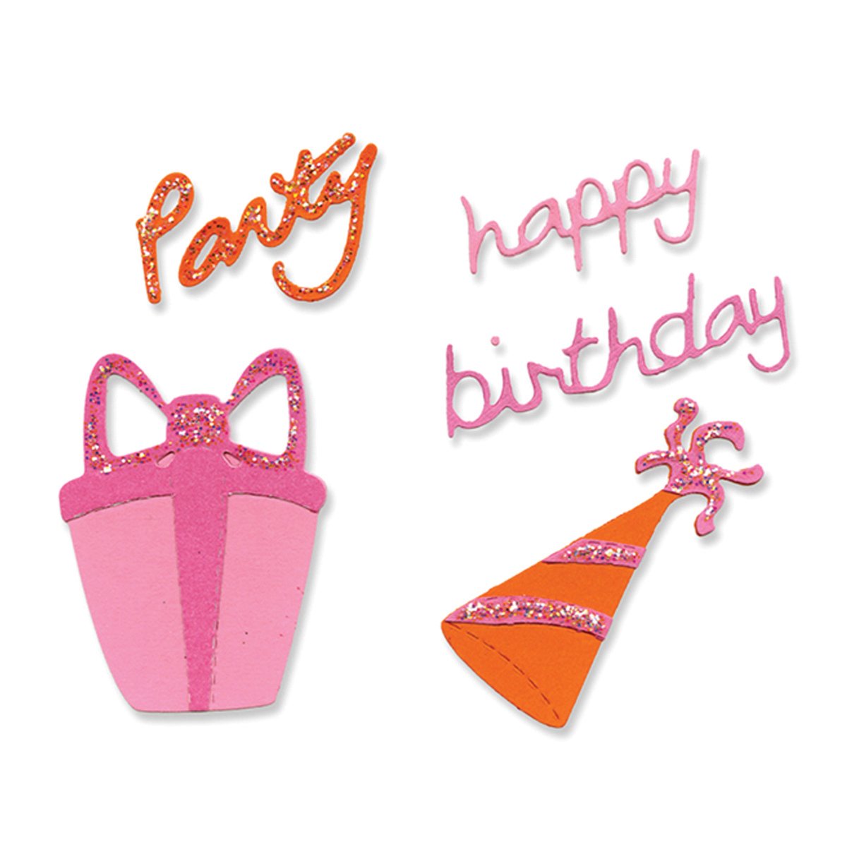Sizzix 654472 Sizzlits Die Set 4-Pack, Birthday Set #2 by Emily Humble