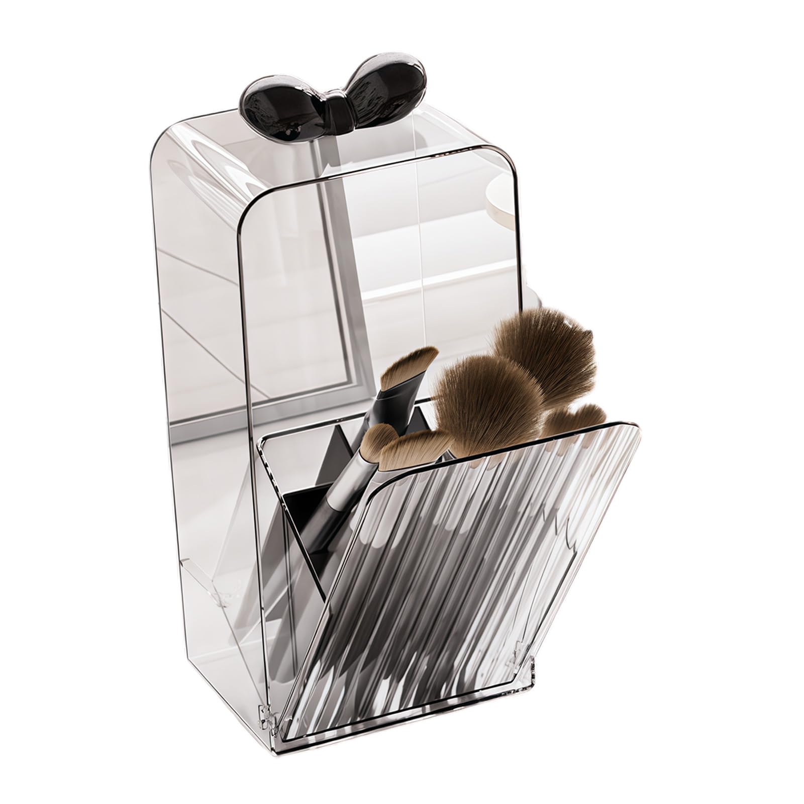 Oxxggkao PET Cosmetic Brush Holder with Rotating Cover and Multiple Sections for Easy Arrangement Travel Makeup Brush Planner