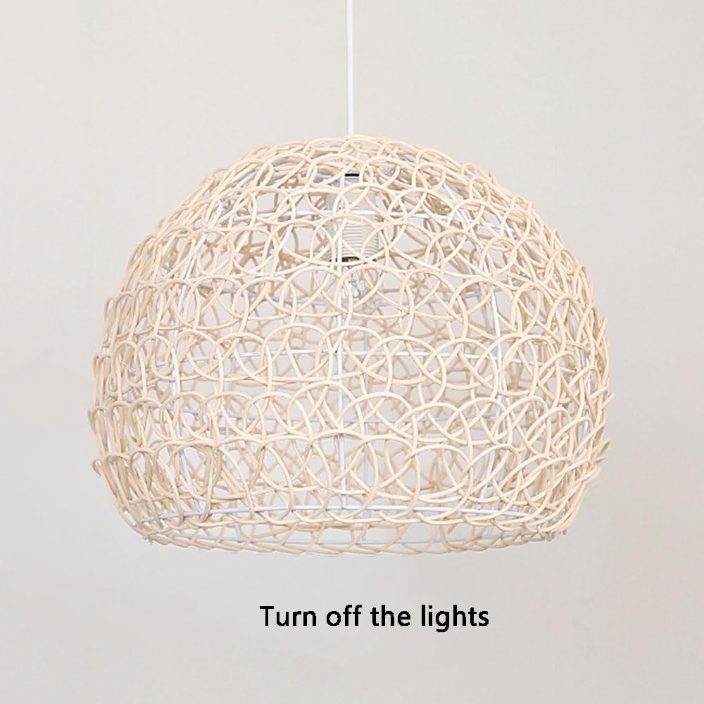Lampada a Sospensione in Vimini in Stile Boho, a Forma di Nido d'uccello, in bambù Intrecciato, con Base E27, per Ristorante, Lampada da soffitto in Vimini Creativa per Camera da Letto, Soggiorno