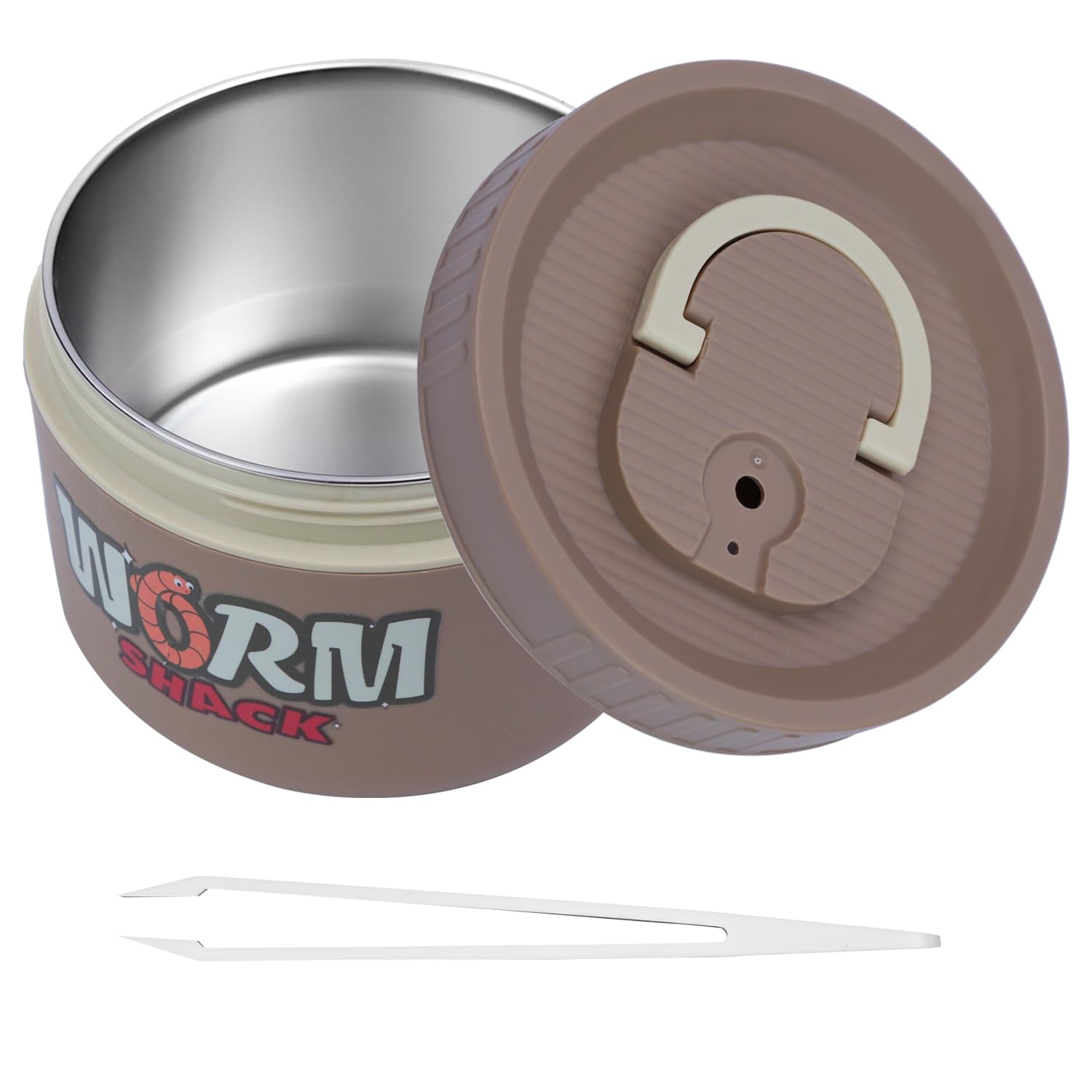 VKVXCLON Fishing Bait Container, Insulated Stainless Steel, Live Bait Storage, Worm Storage Box, Nightcrawler Box, Bait Tank, Compact and Durable,