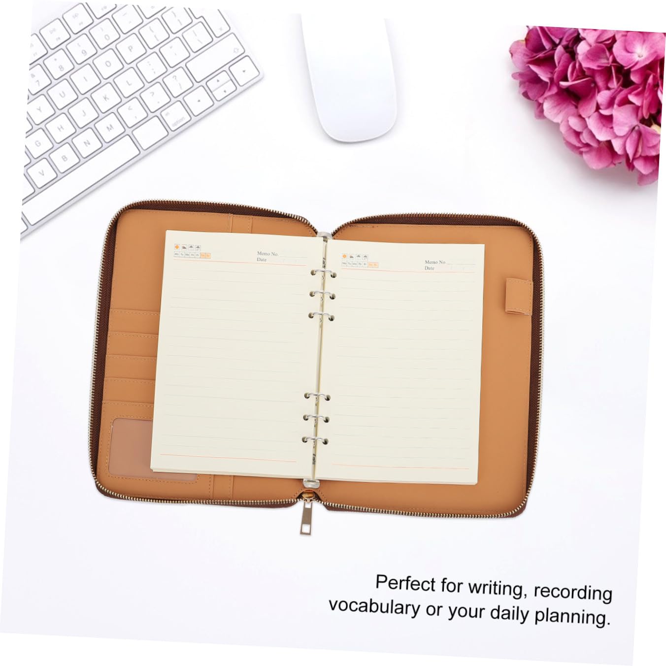 Cabilock Cuaderno de Negocios A5 con Funda de Cuero y Cremallera, Bloc de Notas Empresarial Multiusos para Oficina, Estudio y Hogar, Cuaderno de Planes Compacto y Funcional